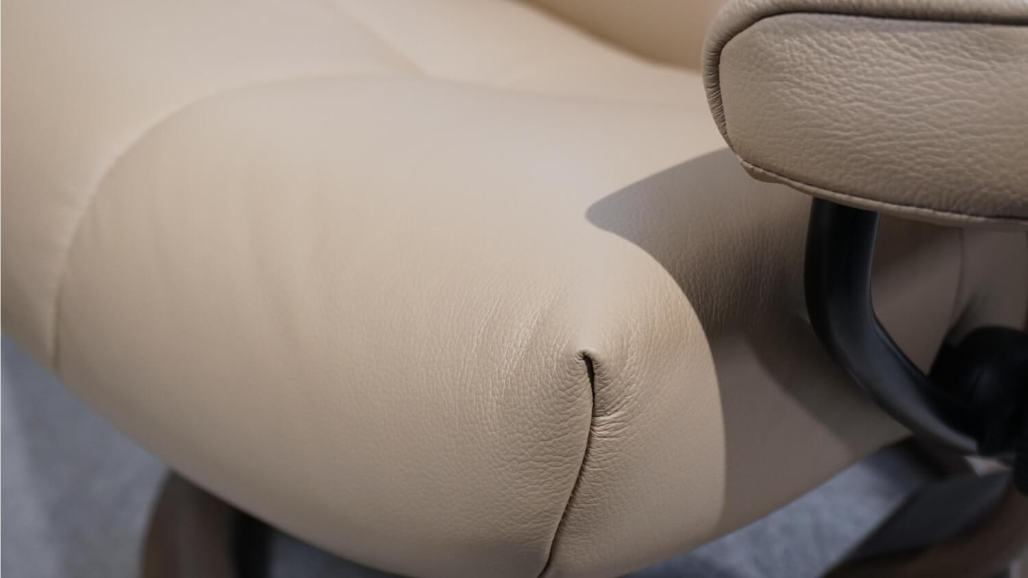Stressless - Sessel David M Leder Batick Latte Beige Gestell Classic Holz Inklusive Hocker - 2