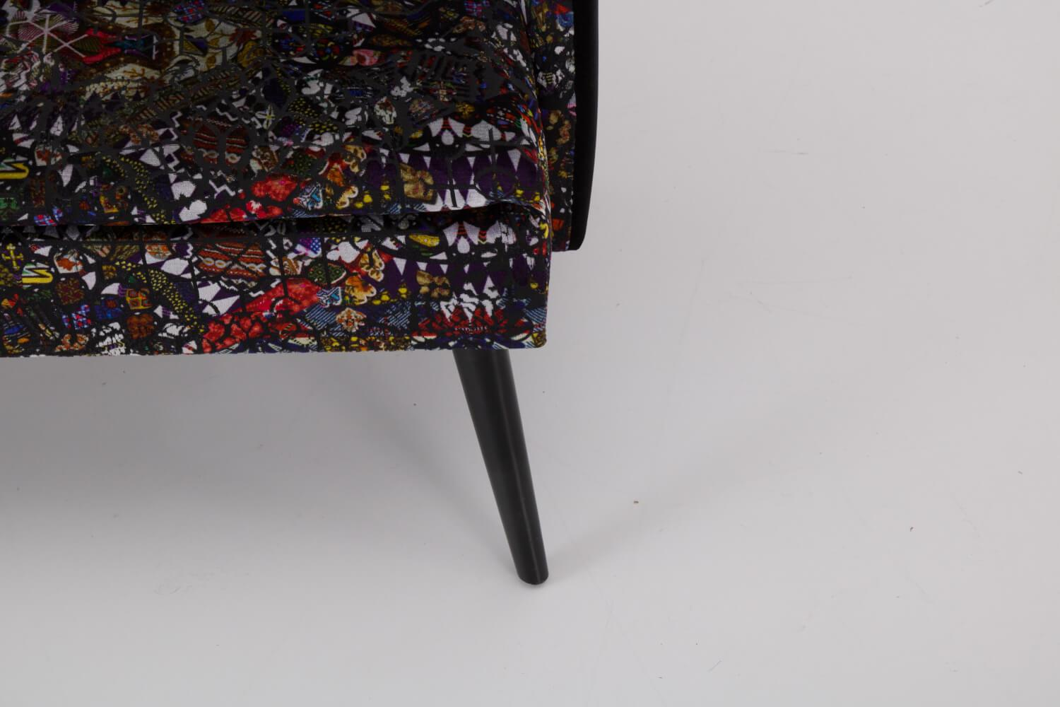 Werther - Bank Hygge Innen Stoff Talisman FCL 7014 01 Arlequin Schwarz Rot Gelb Außen Stoff U3660J Schwarz Gestell Holz Schwarz - 3