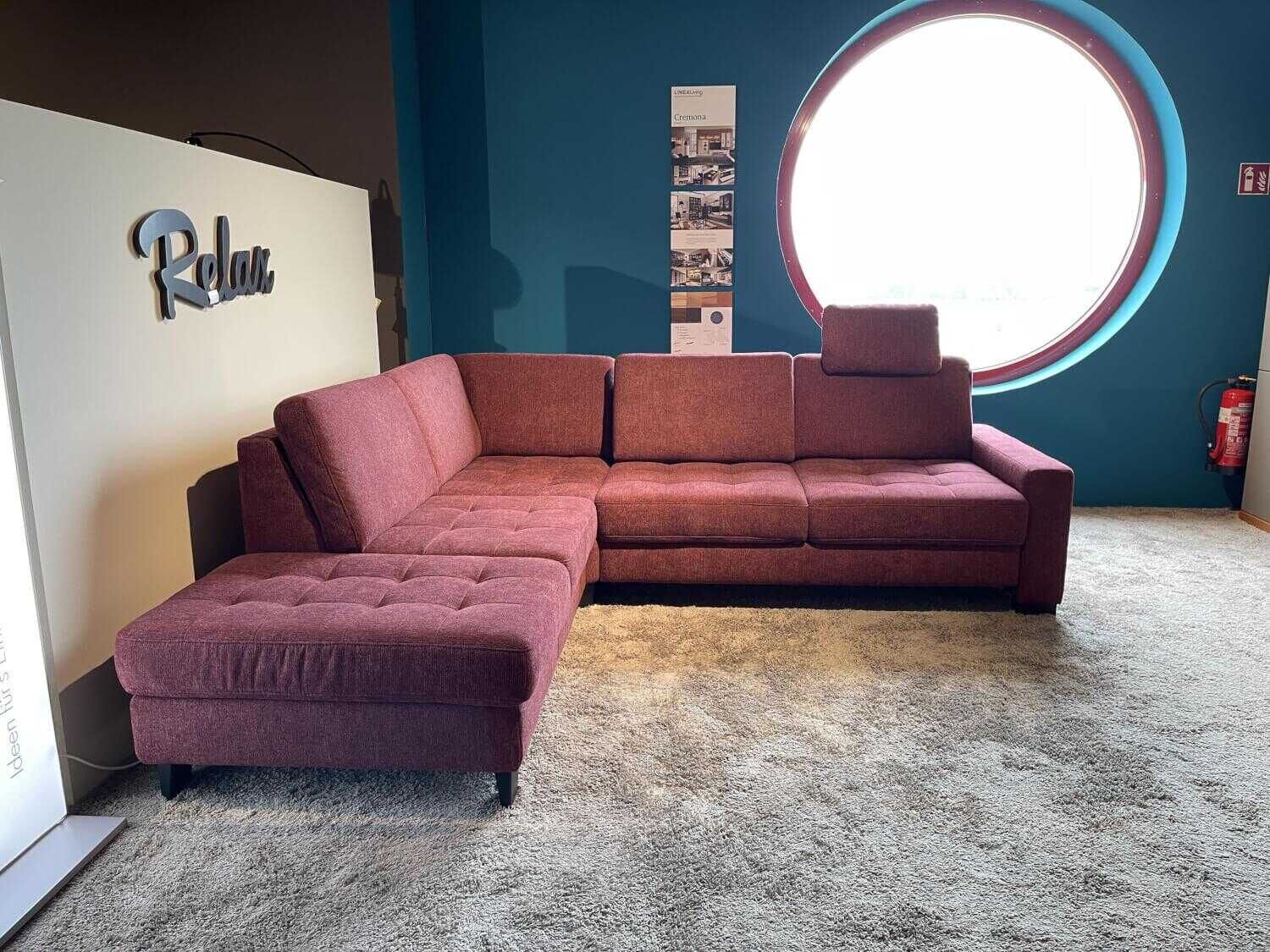 Steinpol - Eckgarnitur Tortona Stoff Amy Marsala 31 PG 12 mit Schlaffunktion - 2