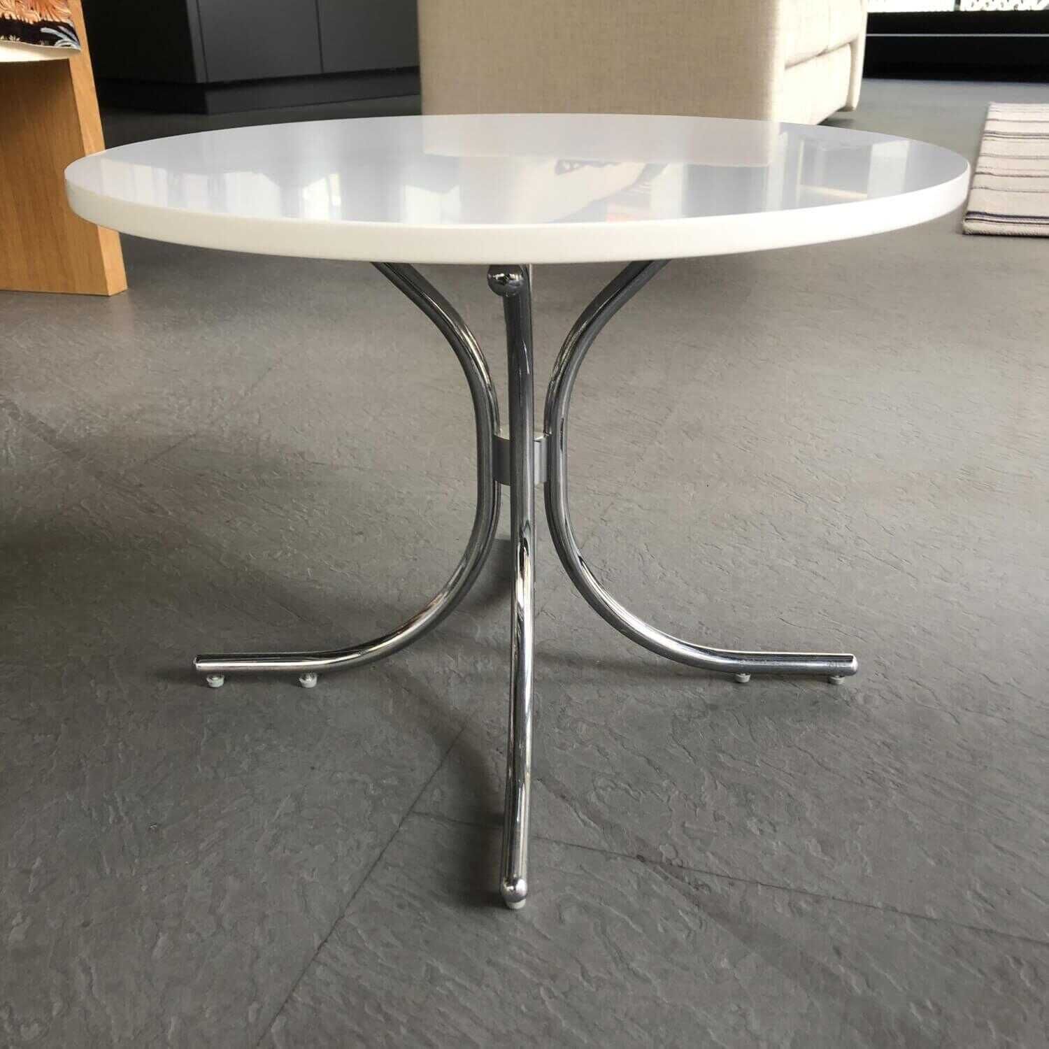 Beistelltisch Modul Tisch Weiß Gestell Metall Verchromt