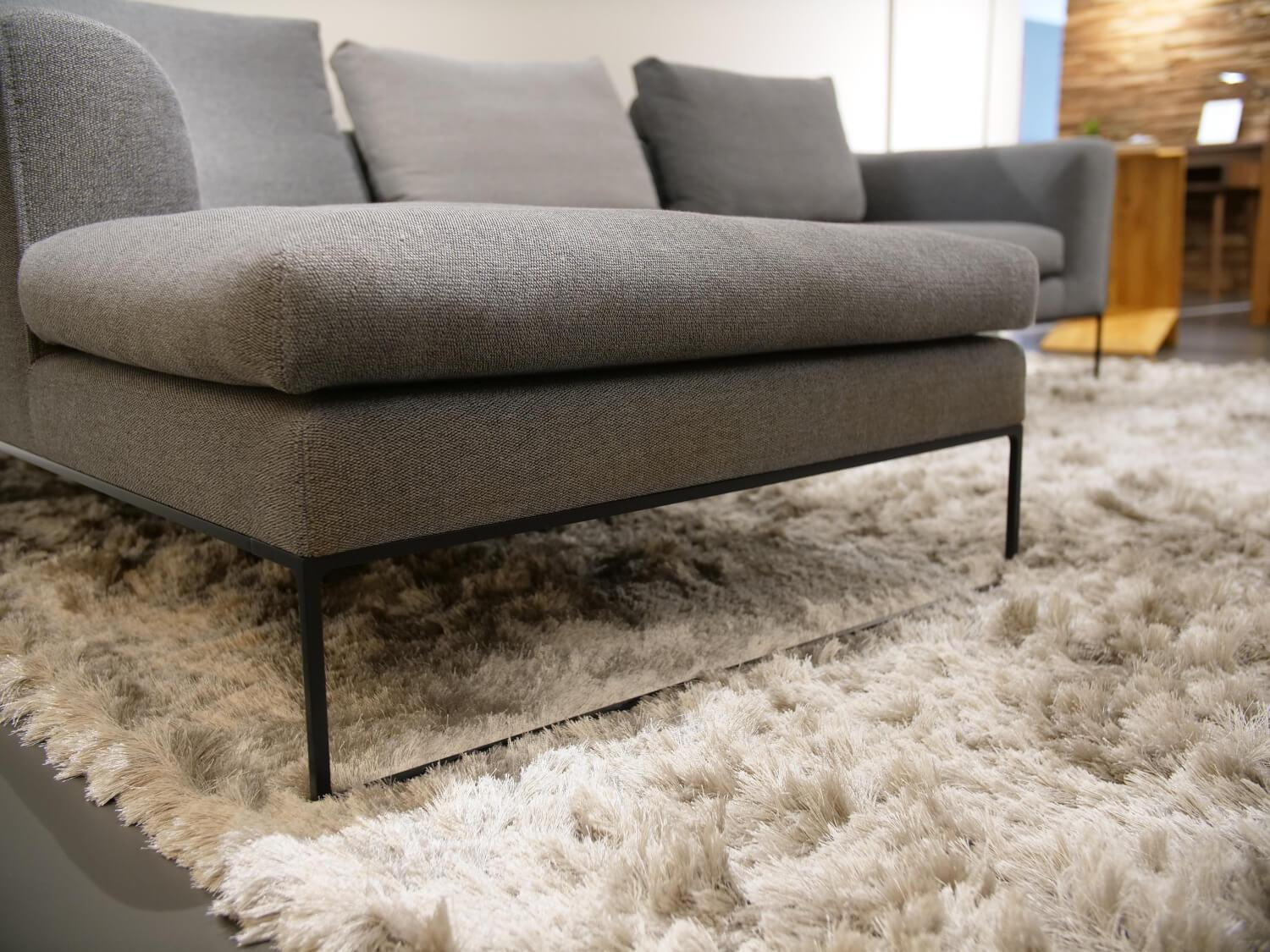 COR - Ecksofa Mell Lounge Stoff 9131 Anthrazit Grau Gestell Metall Schwarz Mit Kissen Stoff 9129 - 6