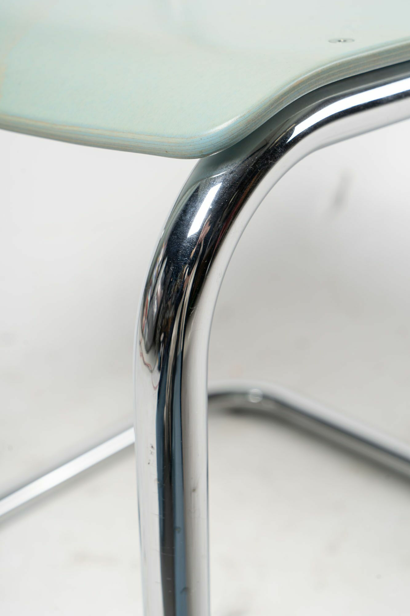 Thonet - Freischwingerstuhl S 43 F Mit Armlehnen Buche Gebeizt Himmelblau TP250 NCS-S-1030-B Gestell Verchromt - 6