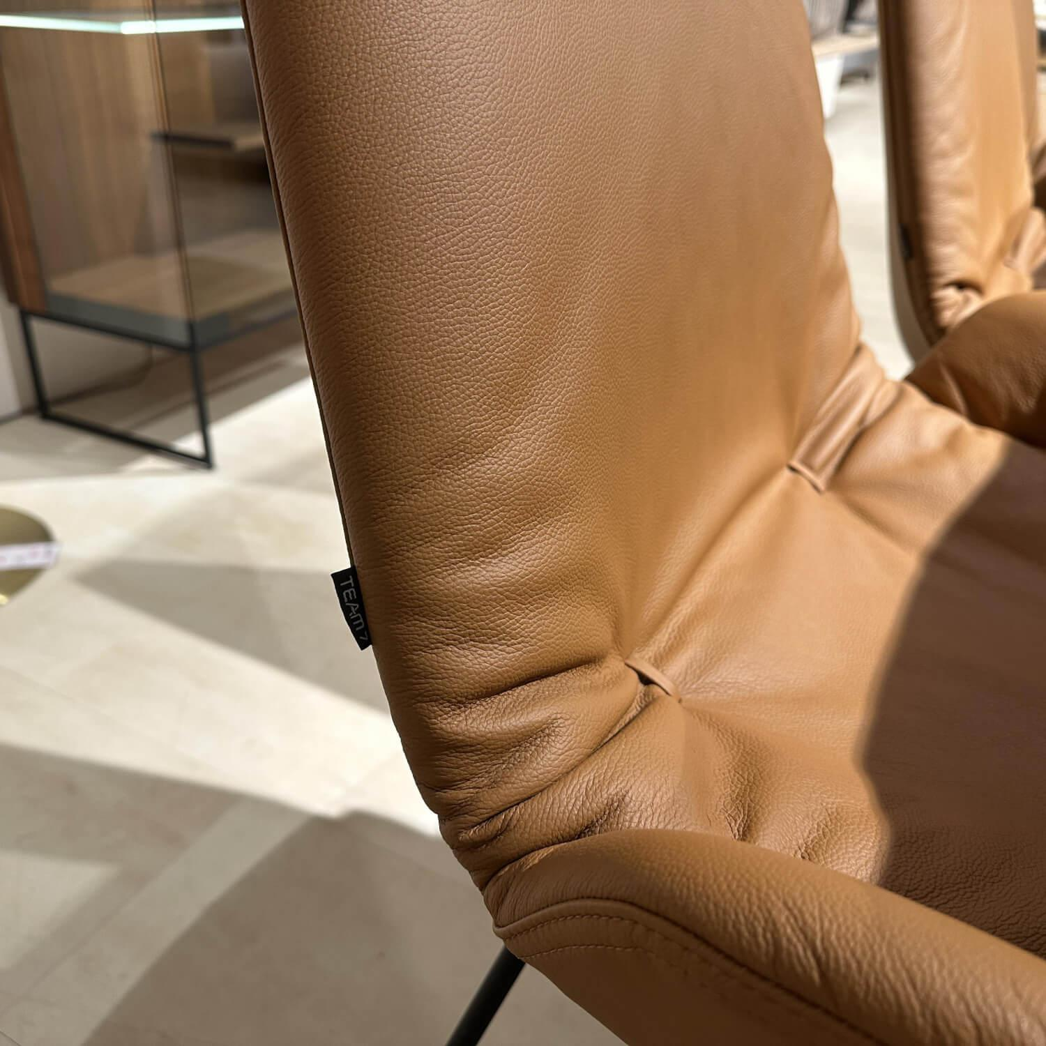 Team 7 - Essgruppe Nox Nussbaum Wildsortierung Leder Sepia Braun Gestell Schwarz Matt Tisch Ausziehbar - 9