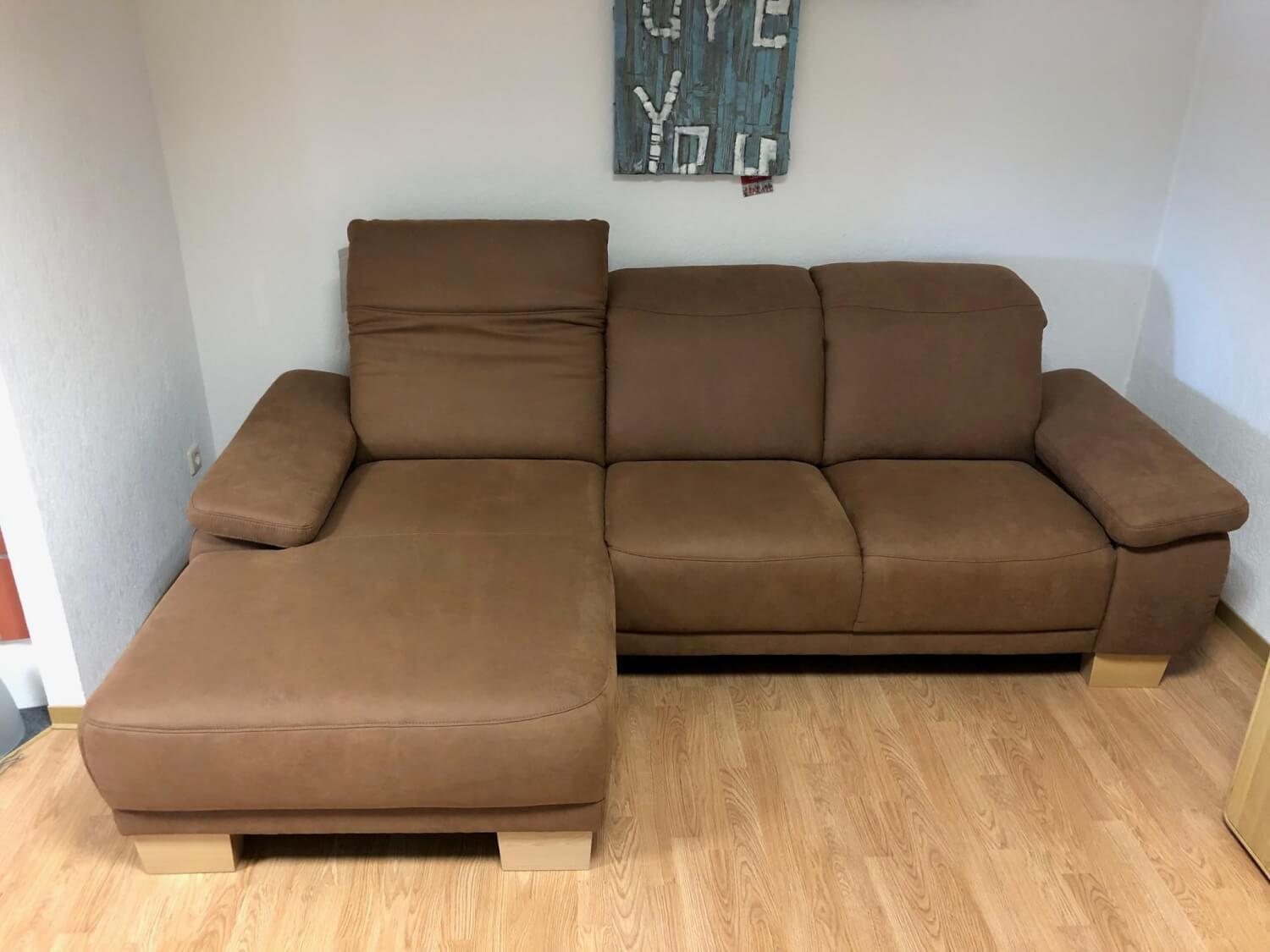 DFM - Ecksofa Fabeo Stoff Valentina 603 Zim Braun Holzfüße Buche Natur - 2