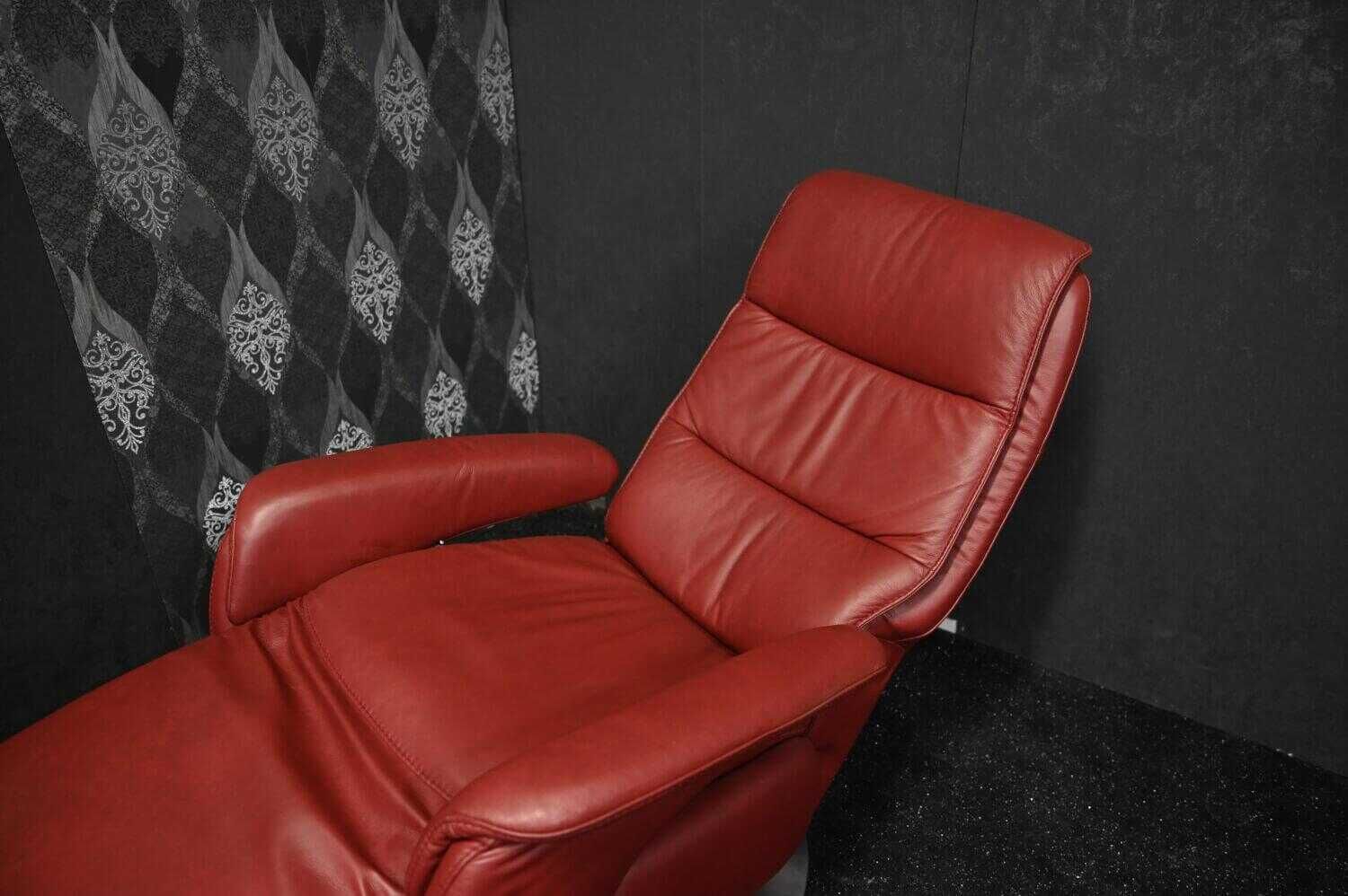 Steinpol - Relaxsessel Bella Leder Evita Bordeaux Drehteller Edelstahl mit Manueller Relaxfunktion - 5
