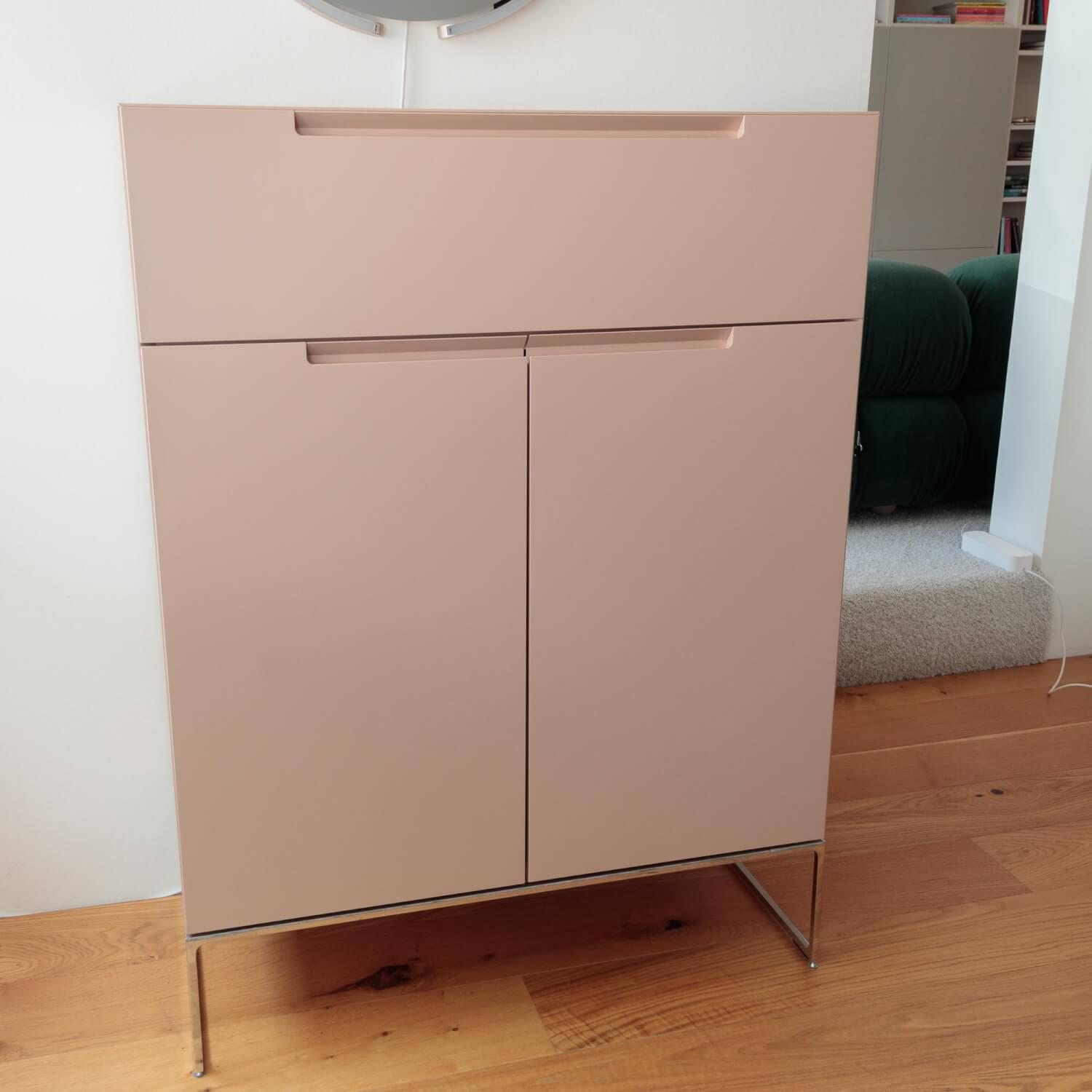 Interlübke - Highboard Mell Lack Rosenquarz M49 Beige Rosa Gestell Verchromt - 9