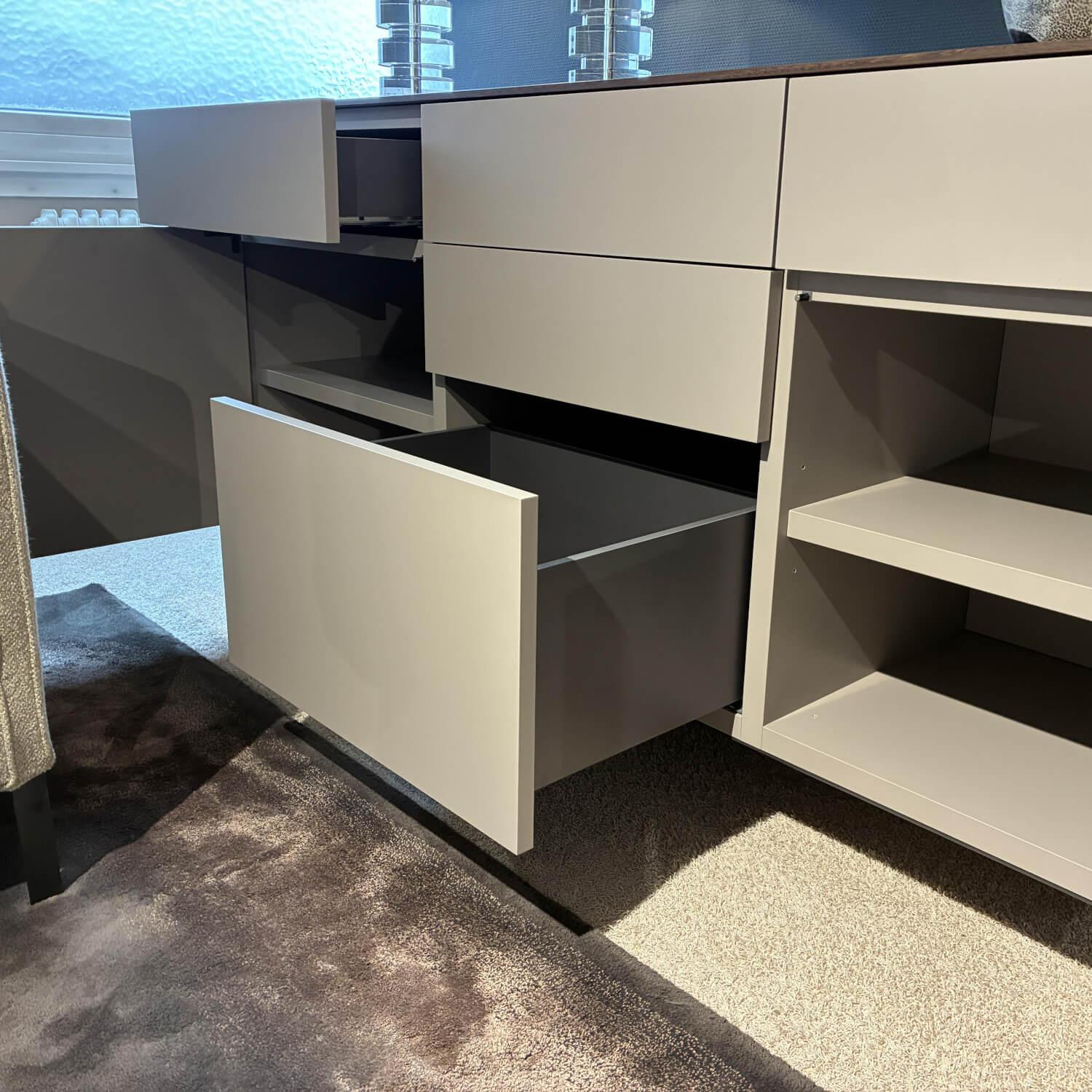 Molteni & C - Sideboard 505 UP Lack Taubenblau Grau Blau Abdeckplatte Lack Eukalyptus - 6