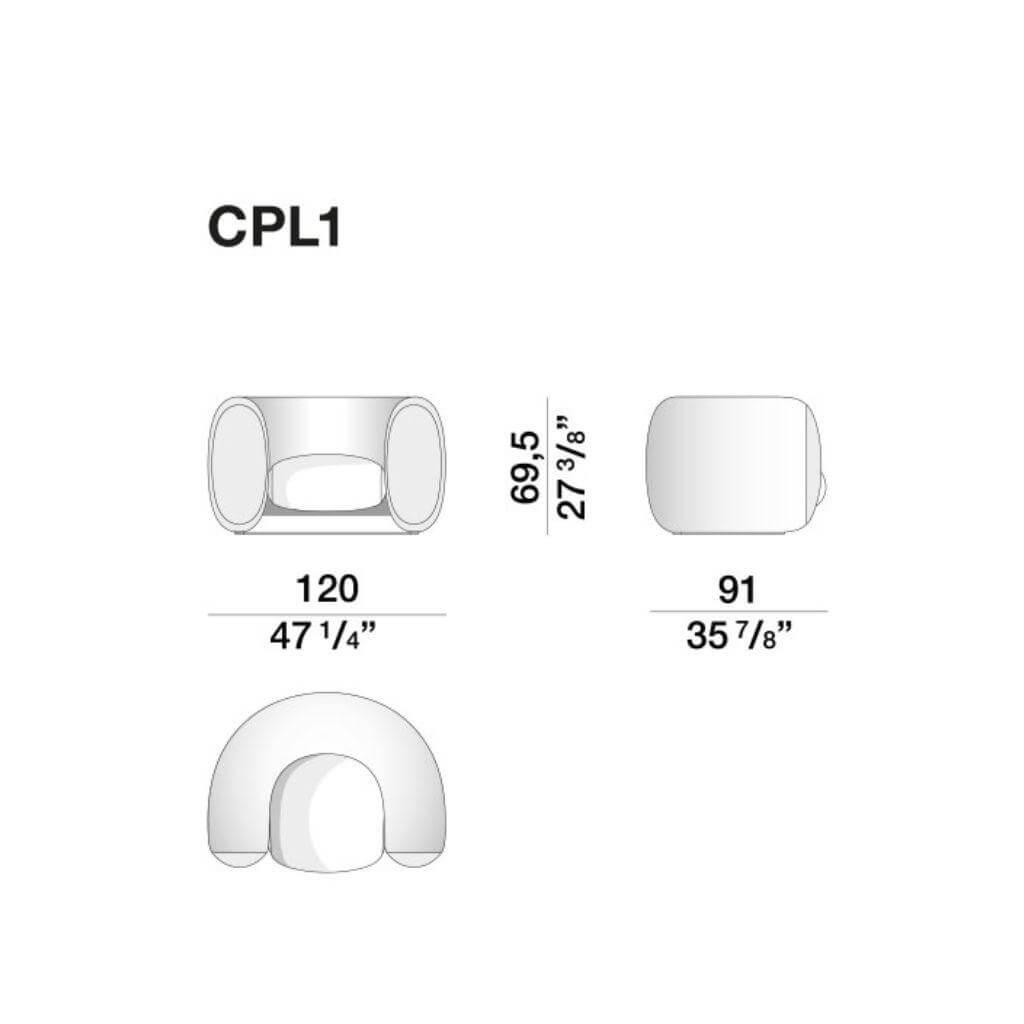 Molteni & C - Sessel Cinnamon Lounge Stoff Kat. Z 451 ZAGO Gelb Gestell Messing Satiniert - 3