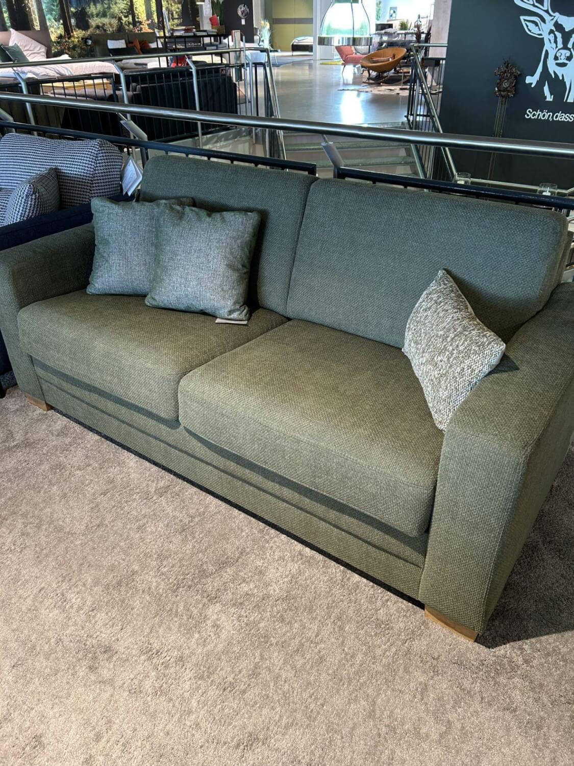 Natura - Schlafsofa Lakeville 1 Stoff PG 4 Grün Füße Eiche Natur Braun Ohne Matratze Und Kissen - 8