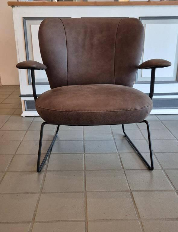 Activineo - Sessel Benni Semi Anilinleder Braun Geschliffen Gestell Schwarz Pulverbeschichtet - 6