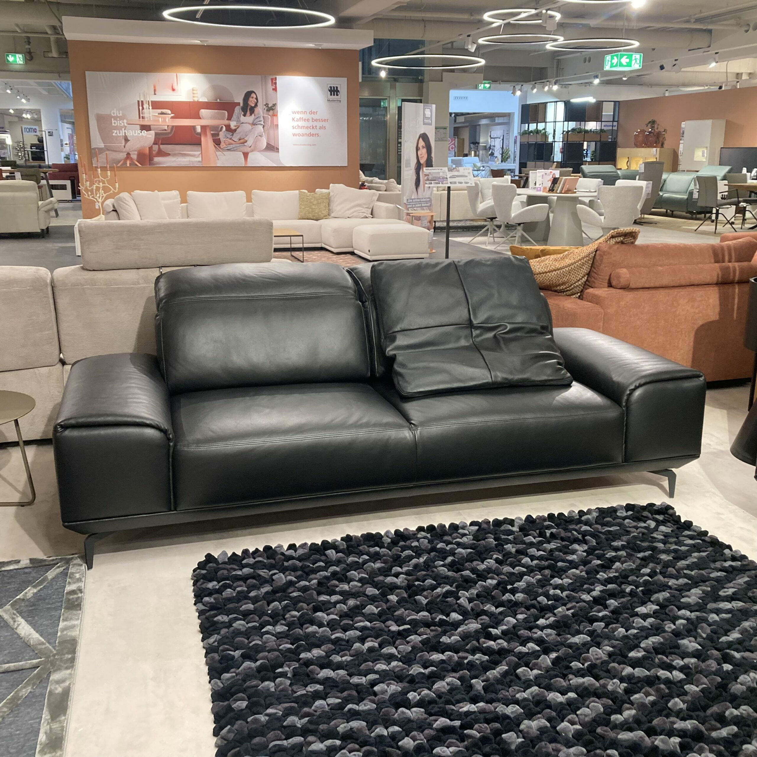 Musterring - Garnitur MR 2490 Leder Z7399 Schwarz Füße Metall Schwarz 2 Sofas - 4