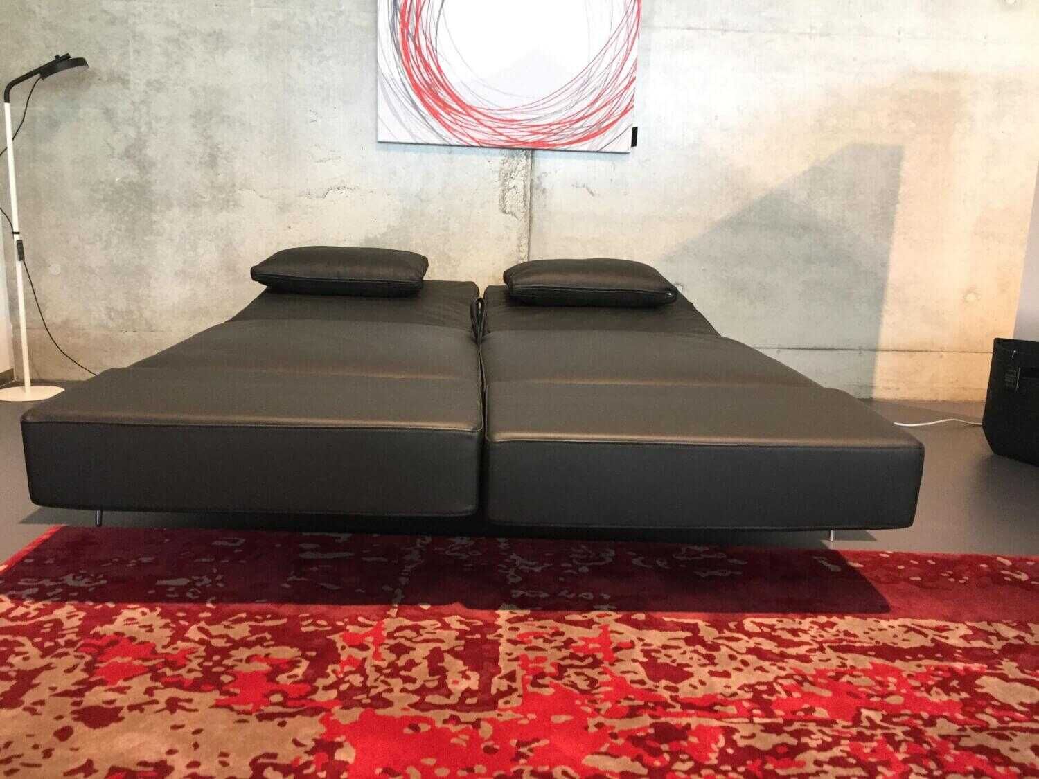 Franz Fertig - Schlafsofa Milan Nappaleder S Schwarz mit Verstellfunktionen und 2 Kissen - 6