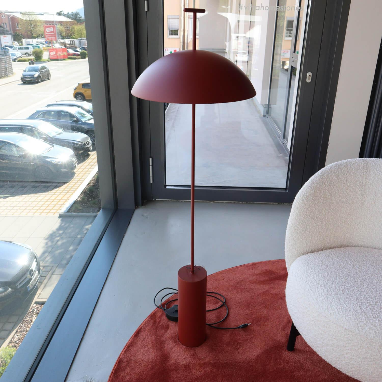 Kartell - Sessel Lunam Bezug Stoff Curly Weiß Inklusive Beistelltisch Thierry Bordeaux Rot Und Stehlampe Geen A Ziegelrot - 11