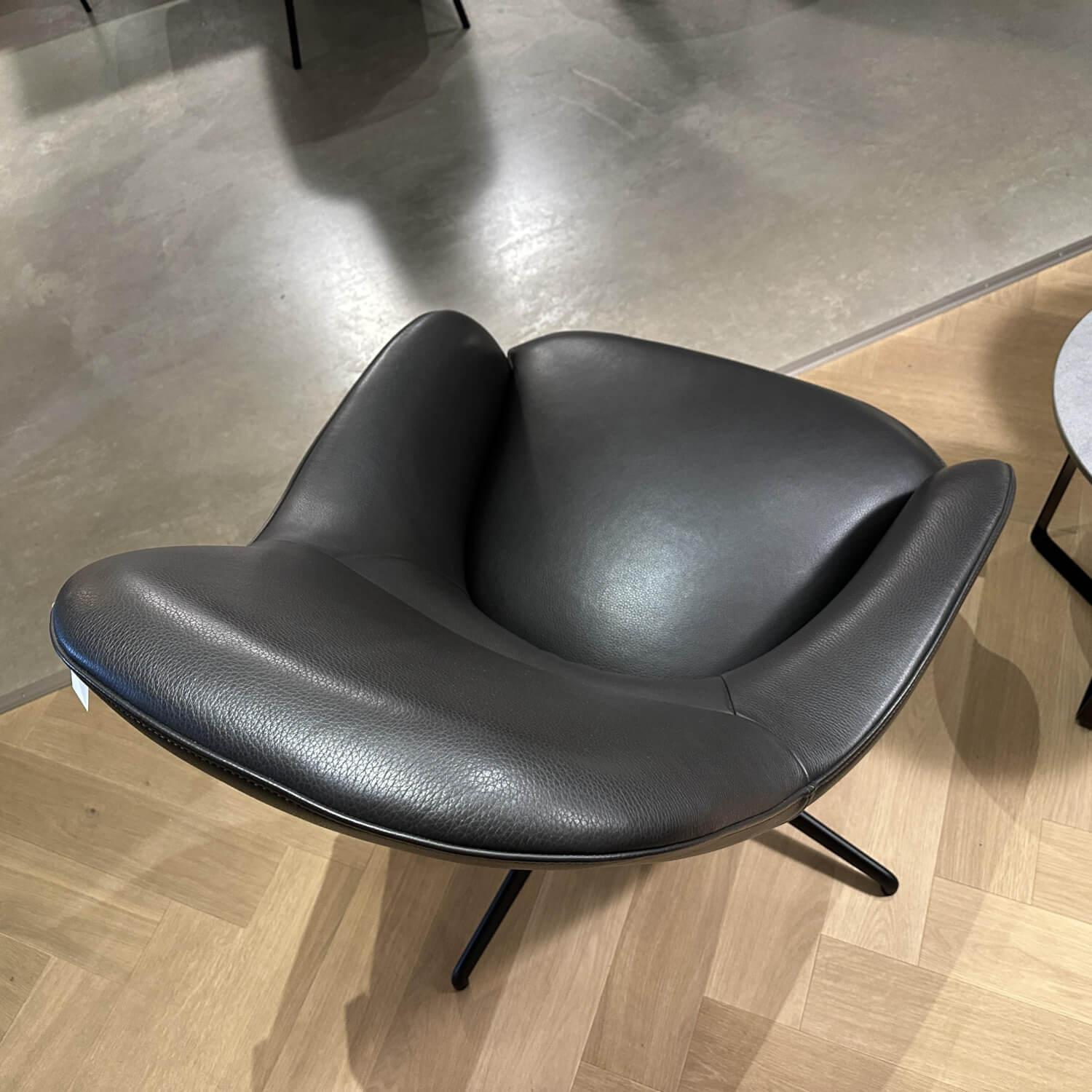Leolux - Drehsessel Lanah Leder 20621 Negev 210 Nervio Schwarz Fuß Metall 450224 Epoxy Granite Schwarz - 3