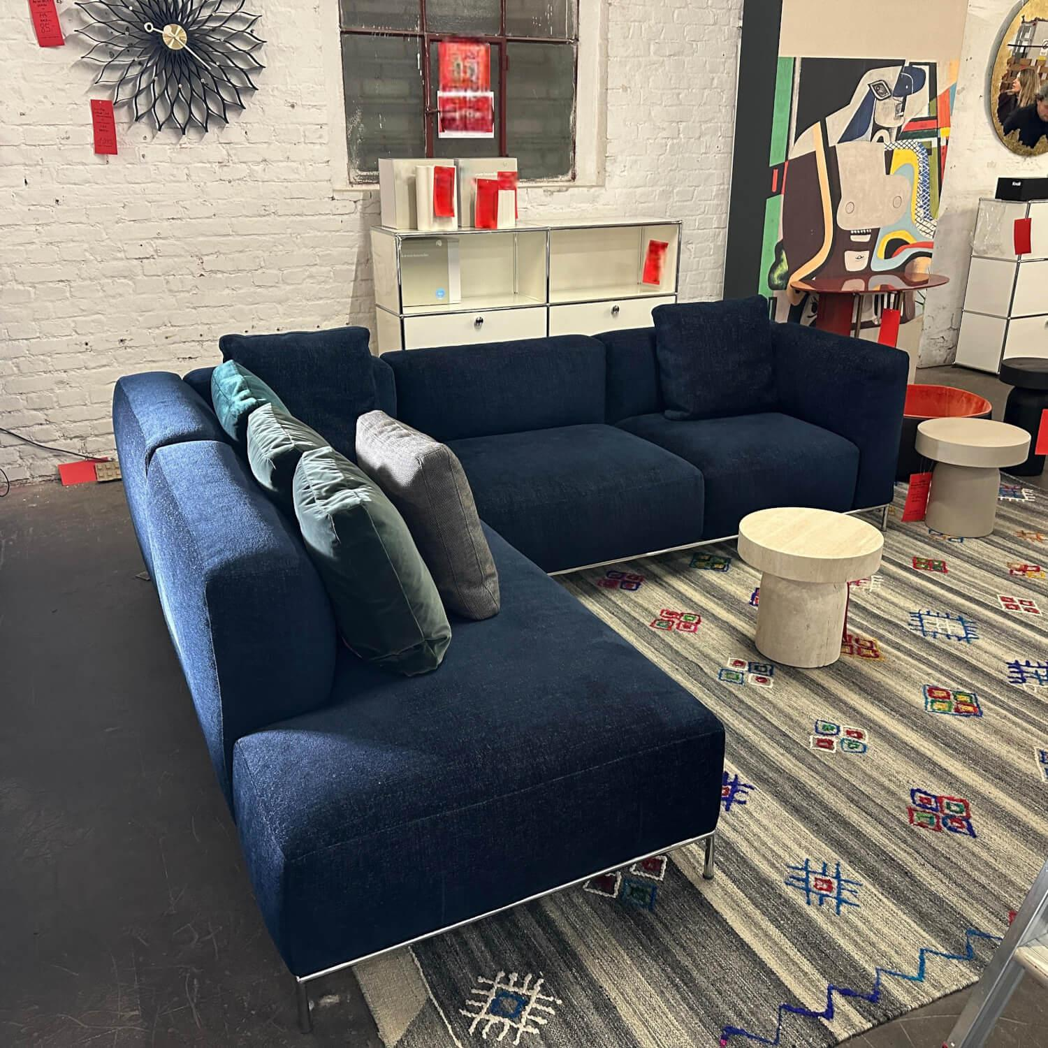 Cassina - Ecksofa Mex-Hi Stoff Luxor 13L034 Blu Notte Füße Metall Verchromt - 6