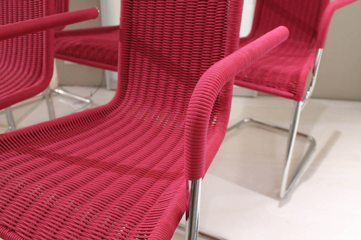 Tecta - 6er-Set Kragstuhl B20 D21 Magenta Gestell Chrom - 5