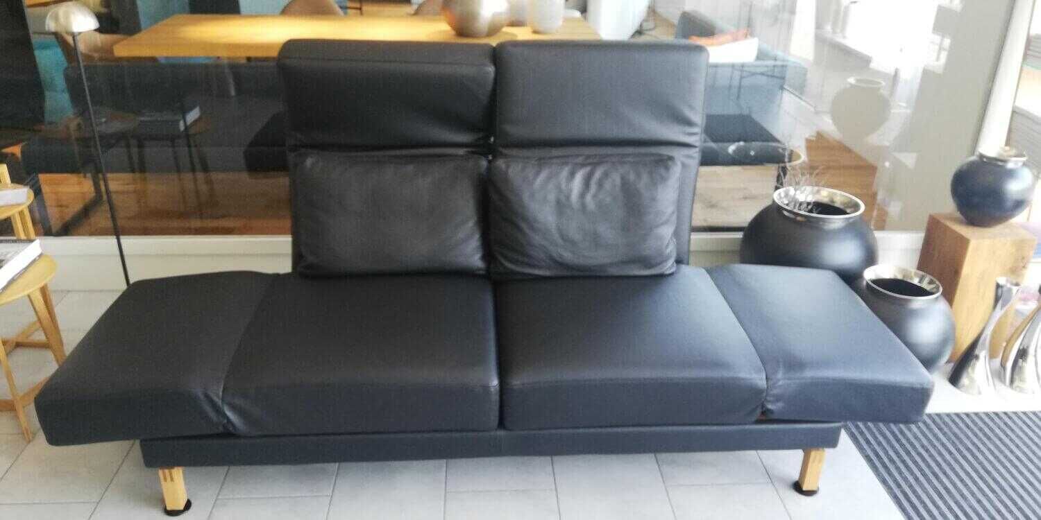 Brühl - Sofa Moule Small Leder Unit 542 Schwarz mit 2 Kissen - 5