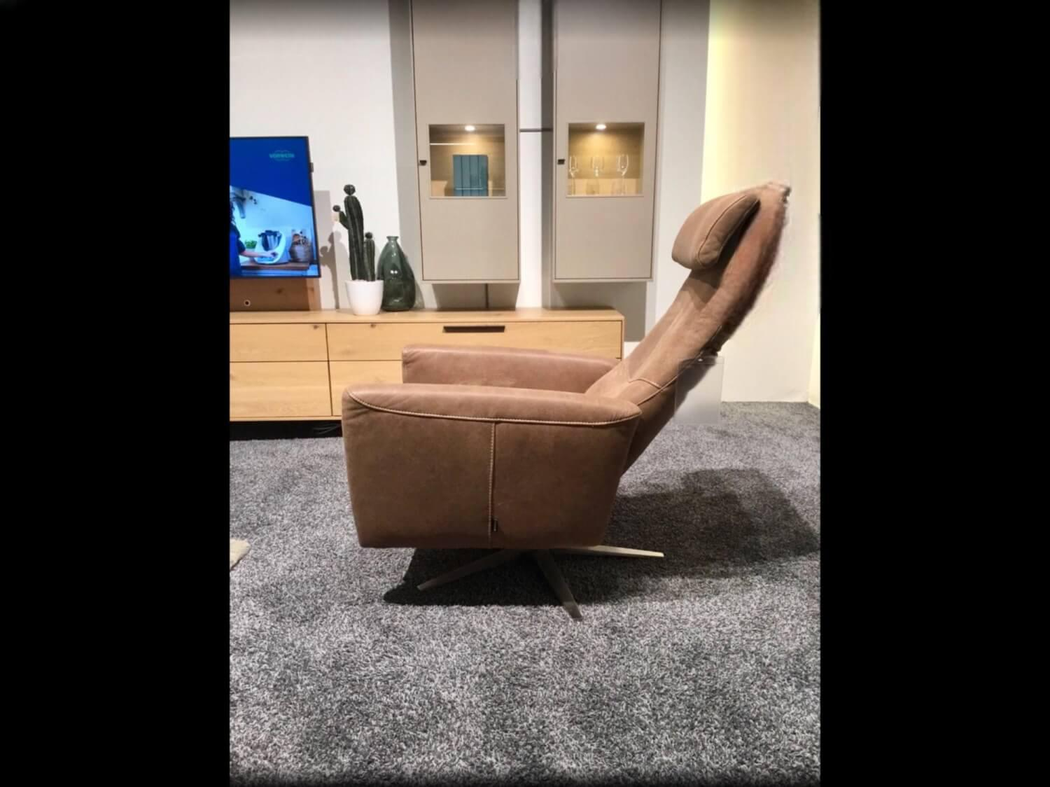 Musterring - Relaxsessel MR 261 Leder Aurelia Chai Braun Sternfuß Edelstahl - 3