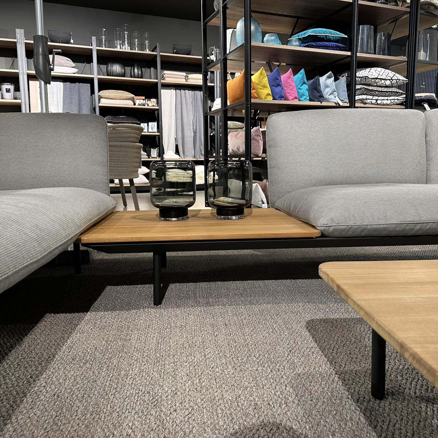 Tribù - Outdoor Lounge Senja Rustic Weave Linen Grau Gestell Aluminium Schwarz Inklusive Teakholz Zwischenablage Und Couchtisch - 9