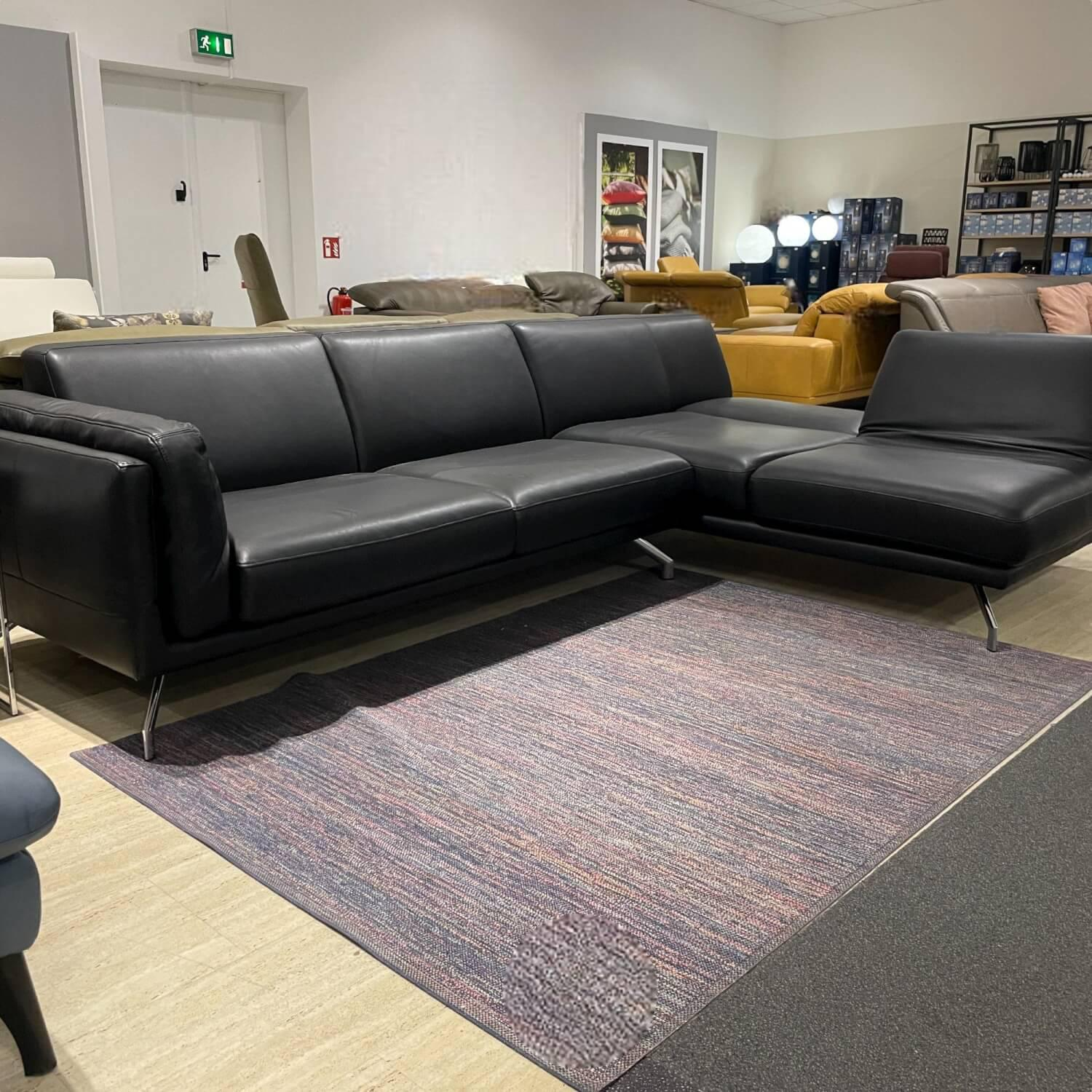 WK Wohnen - Eckgarnitur WK 650 Nalo Leder Anilin Pure Eco Nero Winkelfuß - 3