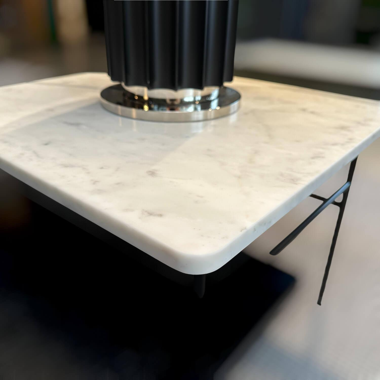 Minotti - Beistelltisch Lelong mit 2 Tischplatten, Platte Marmor Und Eschefurnier, Gestell Metall Pulverbeschichtet Black Coffee Schwarz - 6