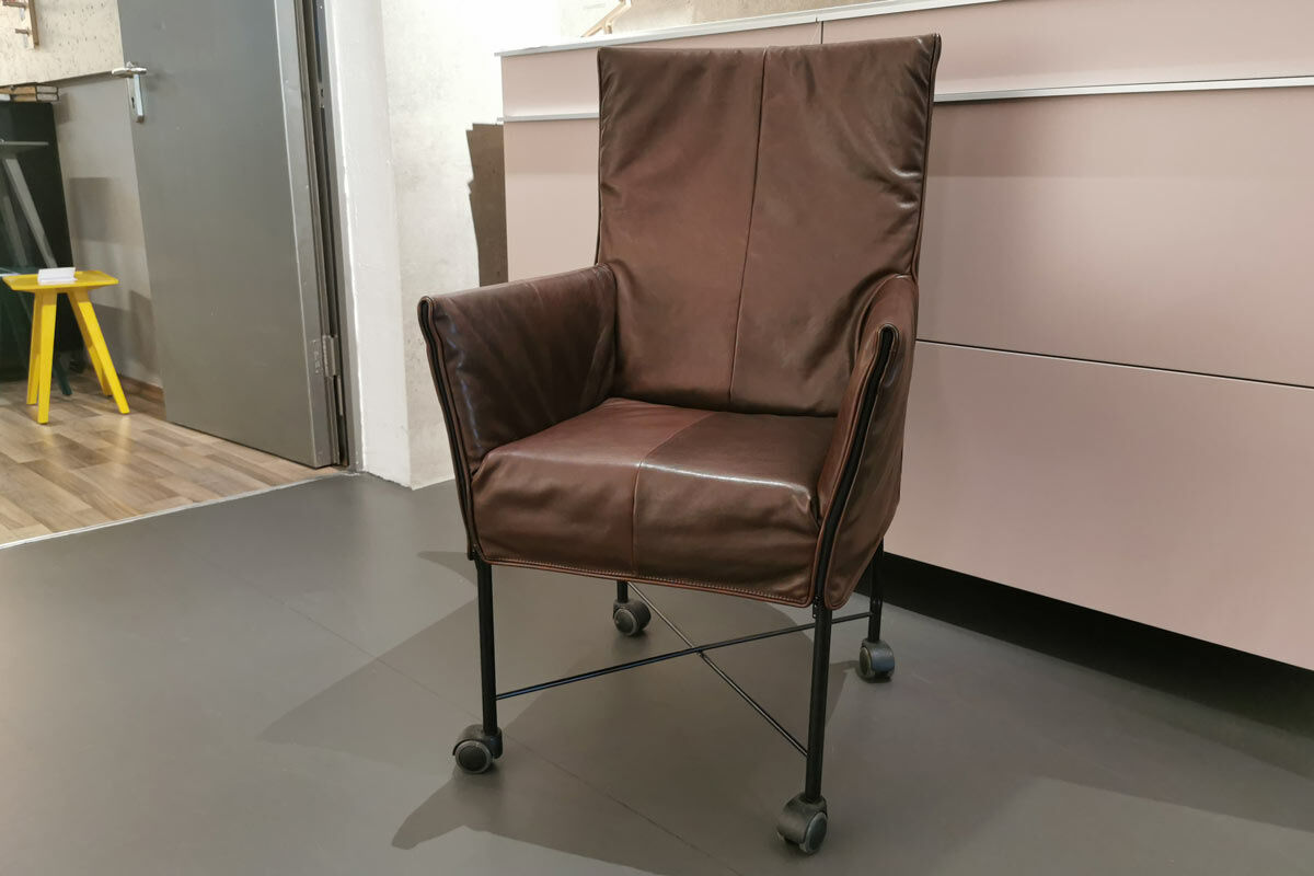 Montis - Stuhl Chaplin Flex Leder Rancho Sienna Braun Gestell Büro Metall Schwarz Mit Rollen - 2