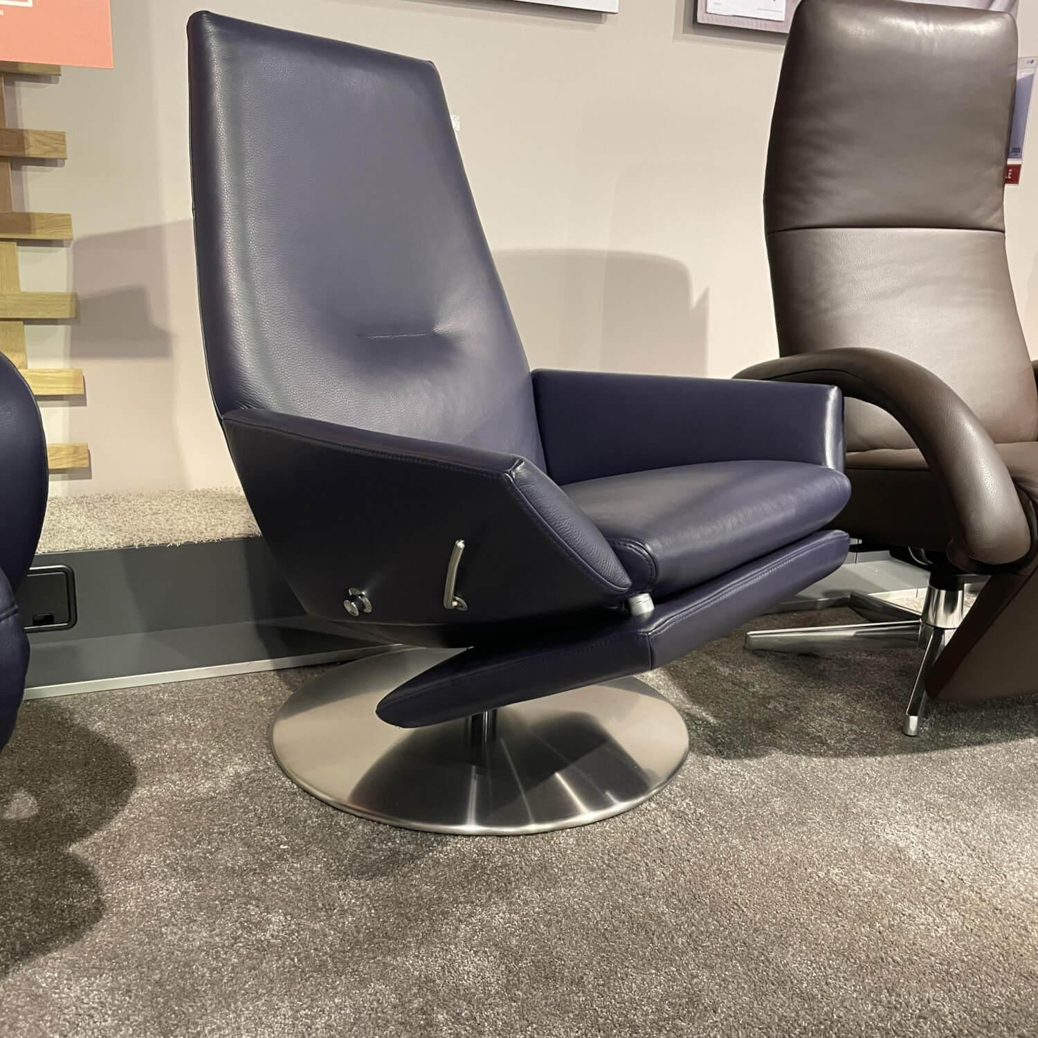 WK Wohnen - Relaxsessel WK 680 Tipo Leder 10 Polo 1057 Gestell Disc 60 Chrom - 2