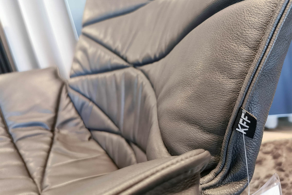 KFF - Loungesessel Nest Leder Sauvage 8102 Anthrazit Schale Anthrazit Gestell Aluminium mit Hocker - 3