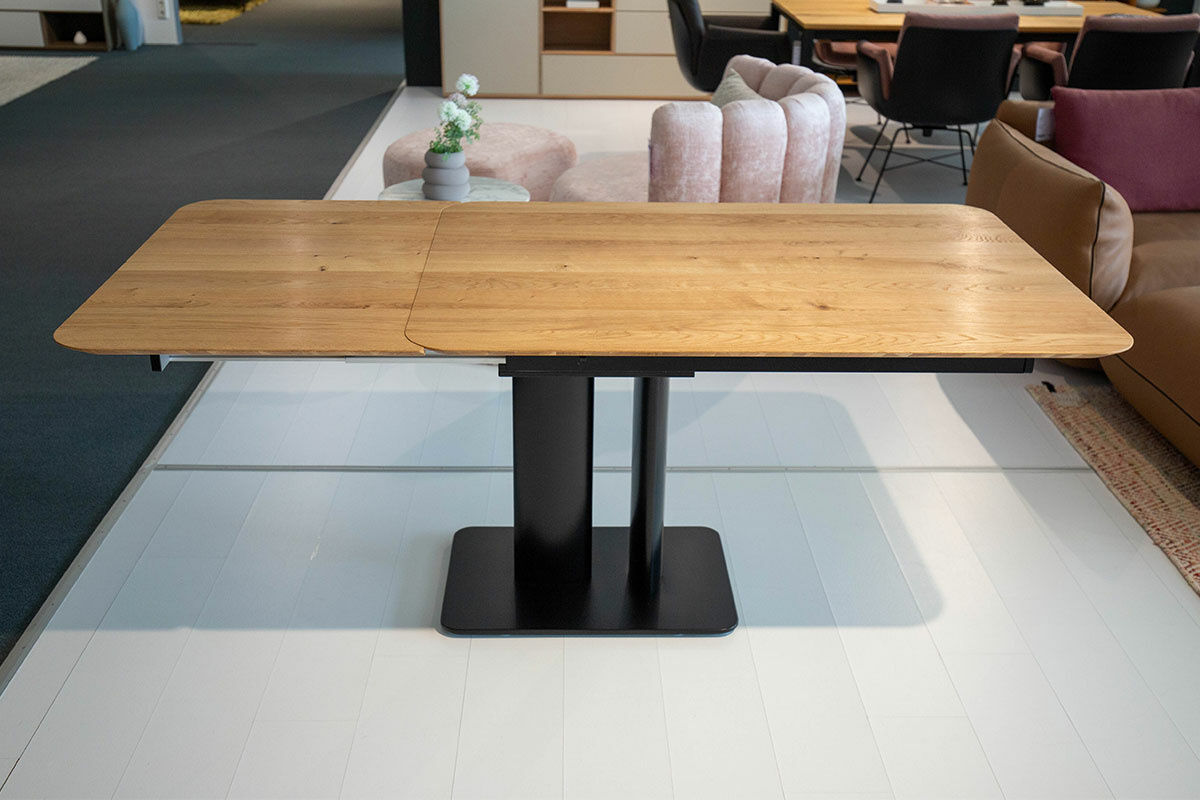 Bacher - Esstisch Tamino Ausziehbar Platte Eiche Massiv Natur Gewachst Gestell Lack Matt Tiefschwarz - 5