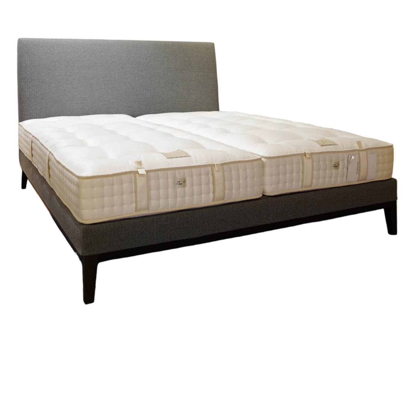 Schramm - Bett Zara 2B Stoff Yanis 1840 Grau Kopfteil Zara 2 ZF Stützfuß Schwarz Inklusive Matratzen Und Lattenrost - 1