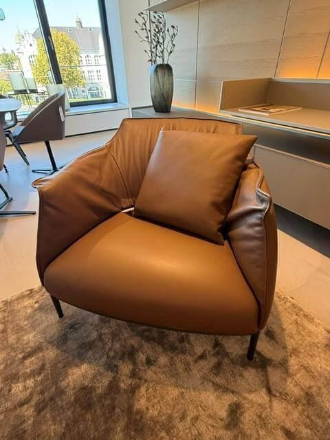 Poltrona Frau - Sessel Archibald Large Leder SC 57-Torba Braun Gestell Metall - 4