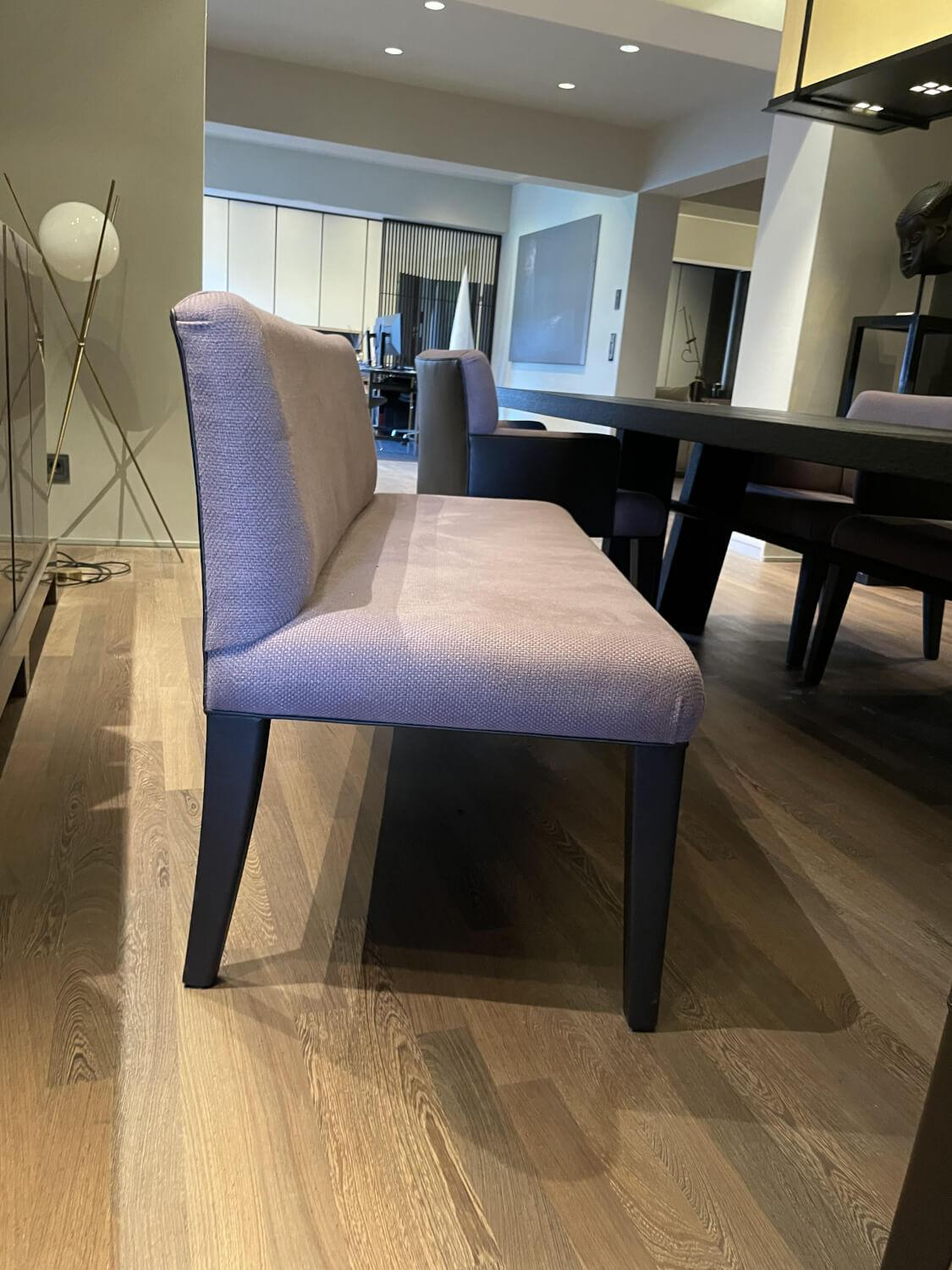 Promemoria - 2er-Set Sitzbank Isotta Cyclam Leder Und Stoff Dunkelviolett Violett Füße Schwarz - 5