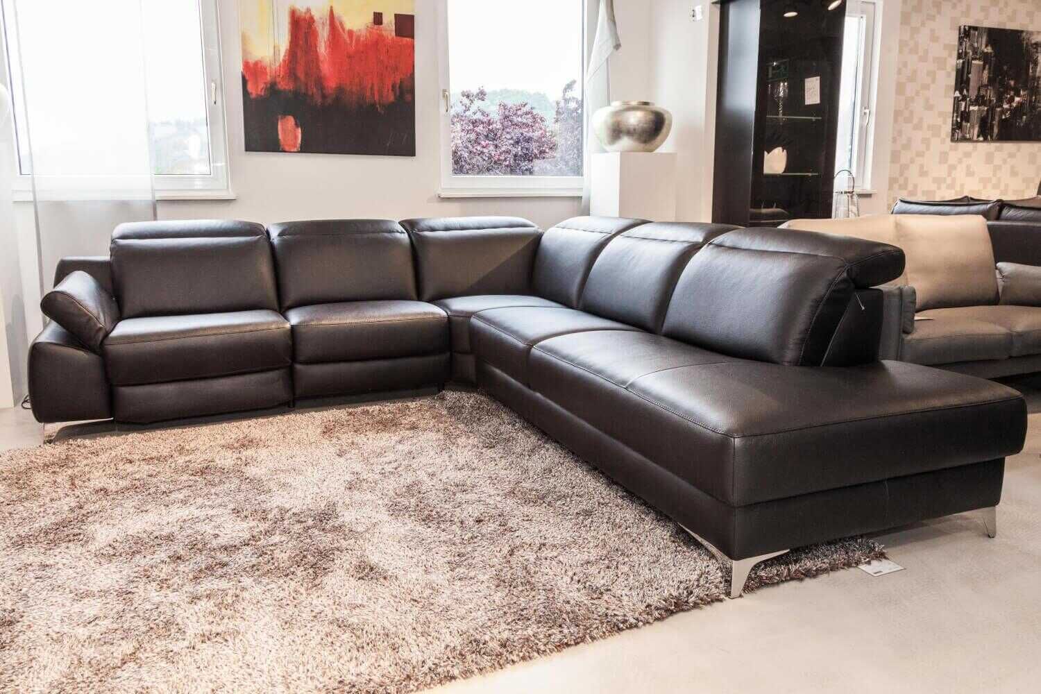 Musterring - Ecksofa MR 9110 in Leder Schwarz mit Relaxfunktion und Heizung - 5