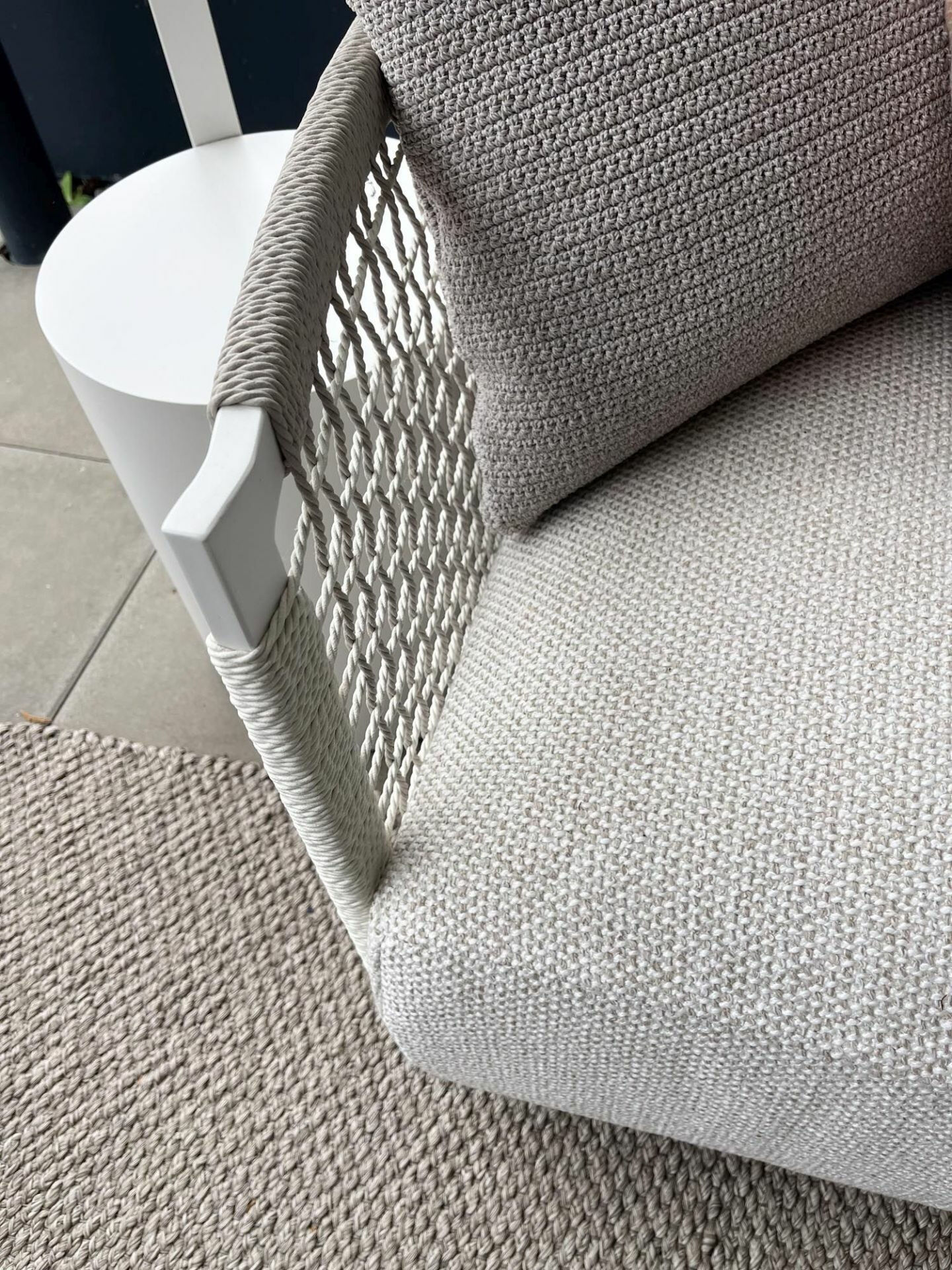 Tribù - Sofagruppe Nodi Stoff Morning Dew Grau Geflecht Canax Offwhite 00 Linen 10 Grau Gestell Aluminium Pulverbeschichtet Weiß - 5