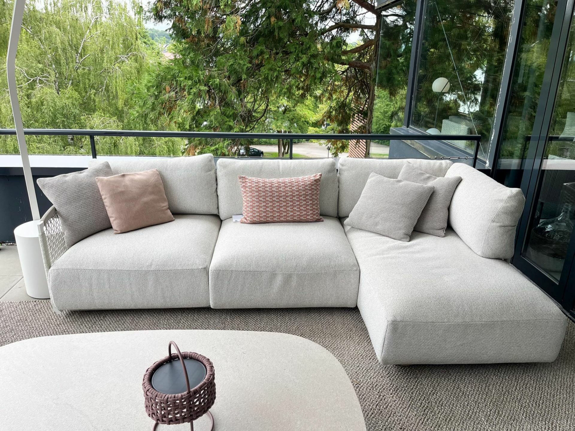 Tribù - Sofagruppe Nodi Stoff Morning Dew Grau Geflecht Canax Offwhite 00 Linen 10 Grau Gestell Aluminium Pulverbeschichtet Weiß - 3