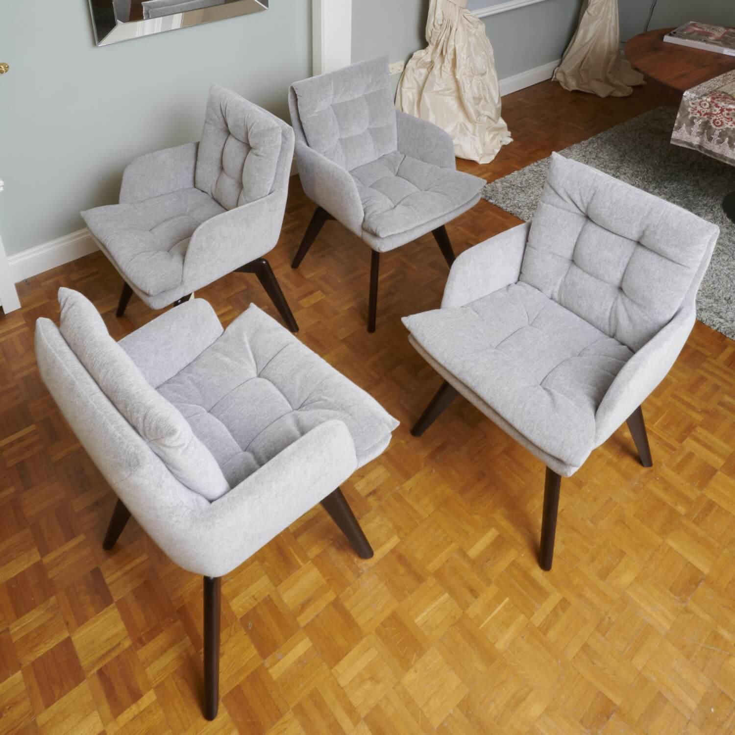 IP Design - 4er-Set Stuhl Soulmade Dining Stoff Tommy 1783-180 Grau Gestell Eiche Wengefarbig - 2