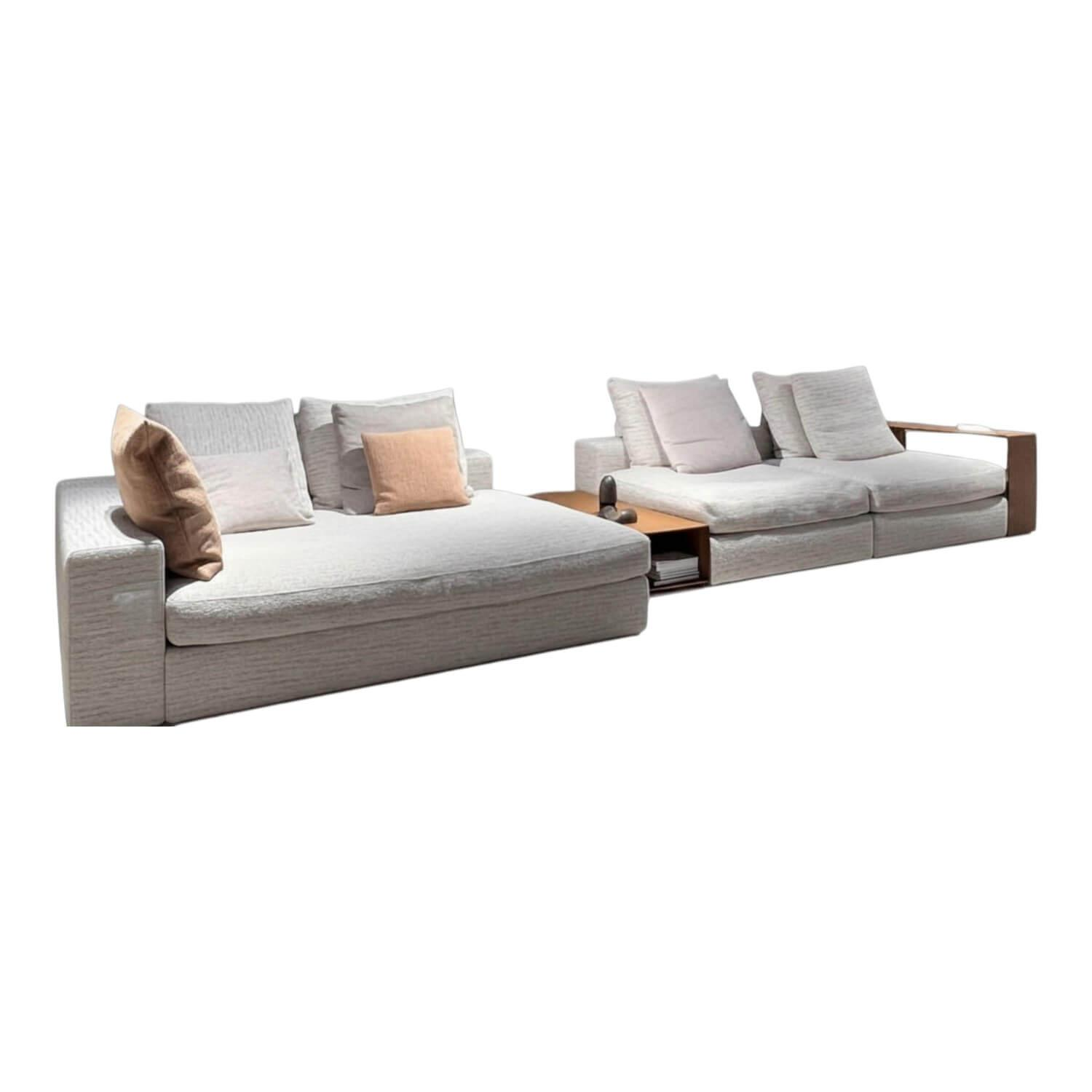 Flexform - Wohnlandschaft Groundpiece Stoff Everyday Extra 880 ohne Dekokissen mit Tisch - 1