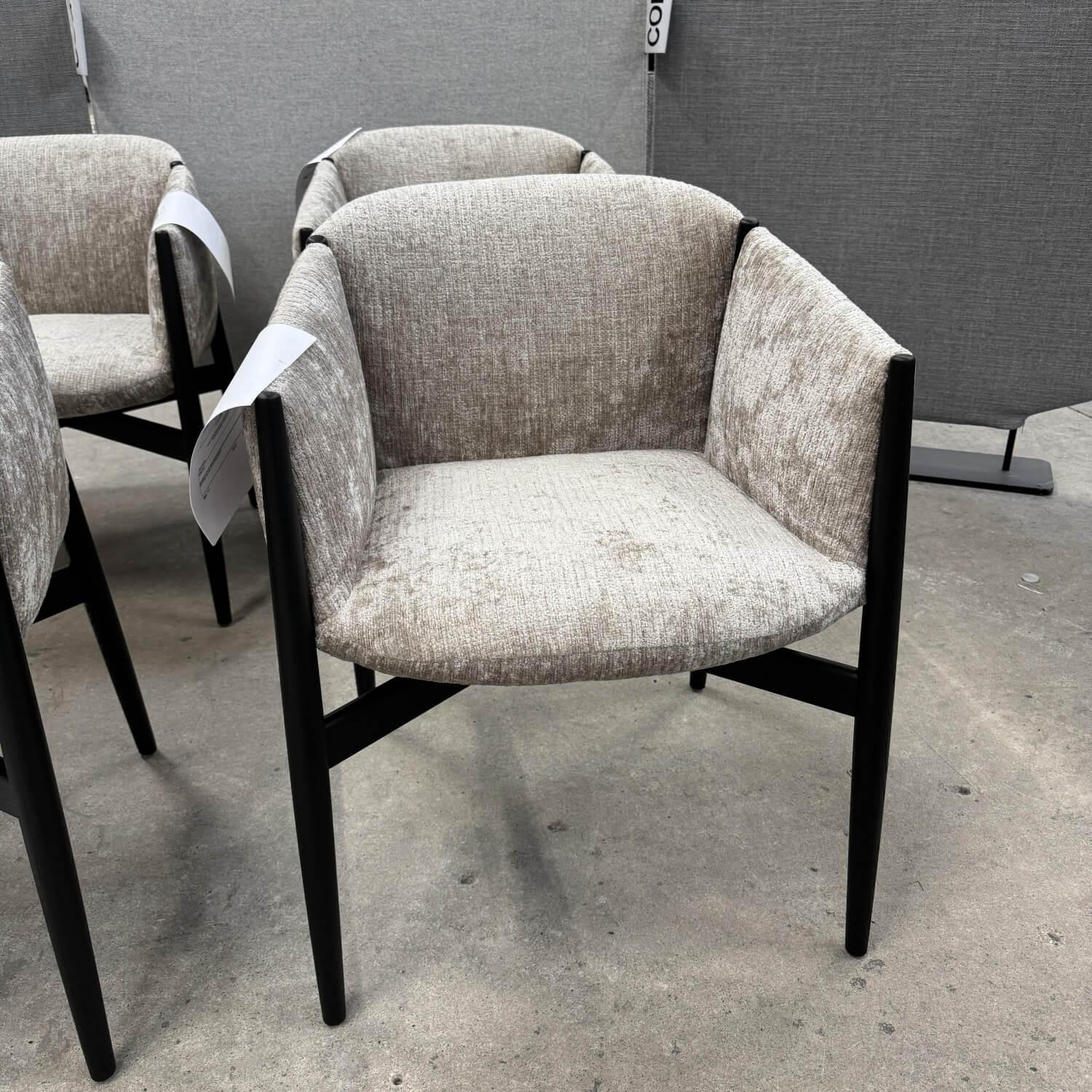 COR - 6er Set Stuhl Kagu 661 Stoff 10 Elitis Chouchou LR 11303 Grau Gestell Eiche Dunkel Lackiert - 8