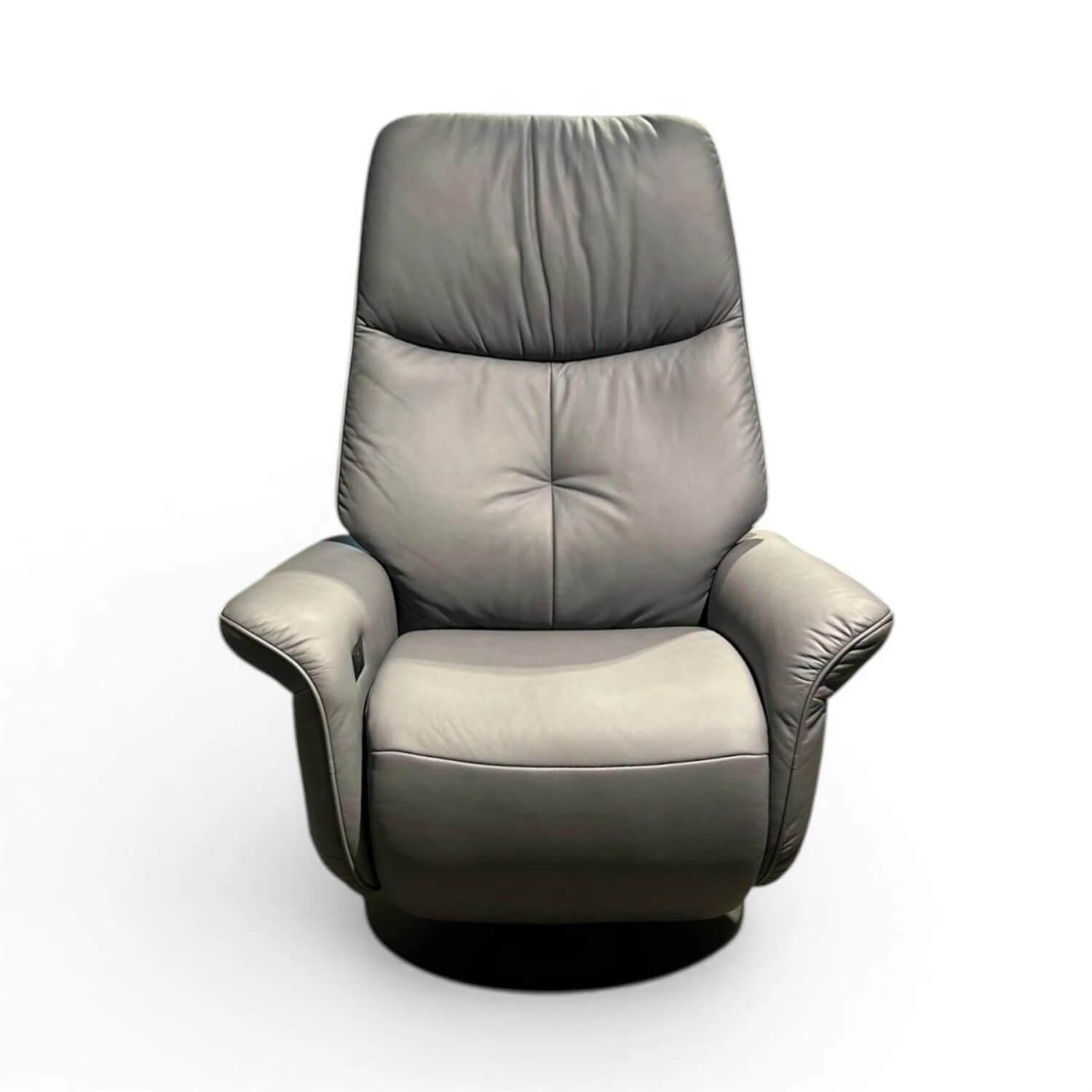 himolla - Sessel 8951 Easy-Swing Leder Longlife Sea Grau Tellerfuß Metall Schwarz Pulverbeschichtet Inkl. Aufstehhilfe - 1
