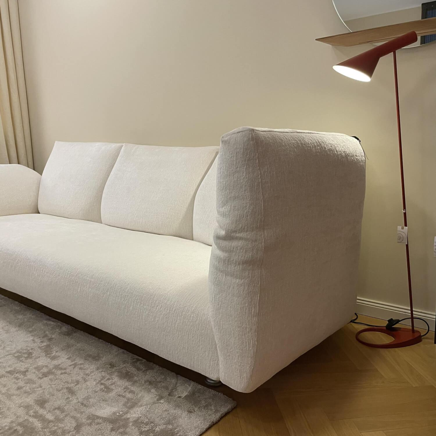 Sofa Essential Bezug Cat. T Velours Hell Beige Weiß mit Klappfunktion
