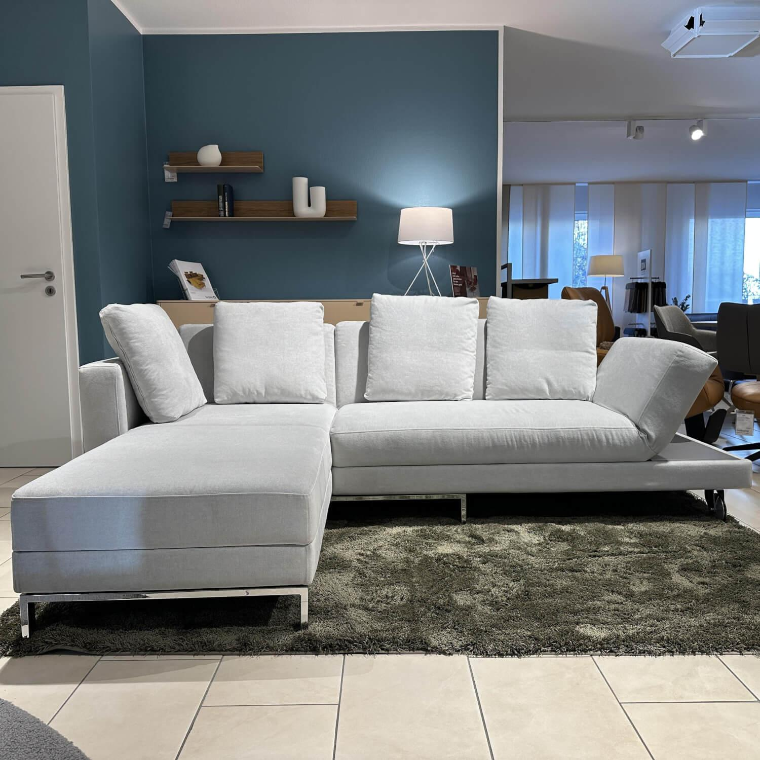 Brühl - Ecksofa Four Two Stoff 2813 090 Lama Grau Metallkufe Glänzend Verchromt Mit Schlaffunktion - 8