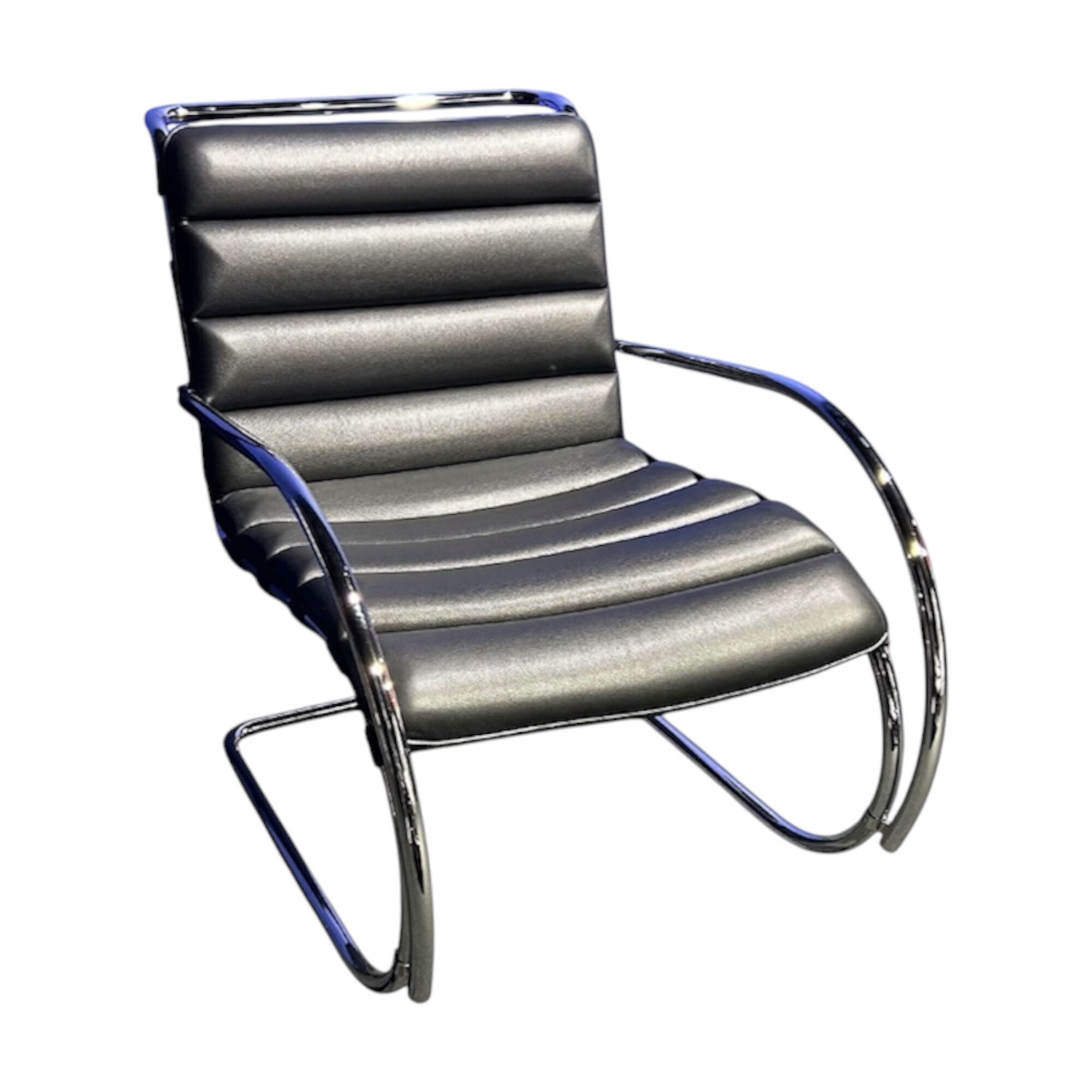 Knoll International - Sessel Bauhaus Edition Leder Bellagio BEL01 Schwarz Gestell Cromo Lucido - 1