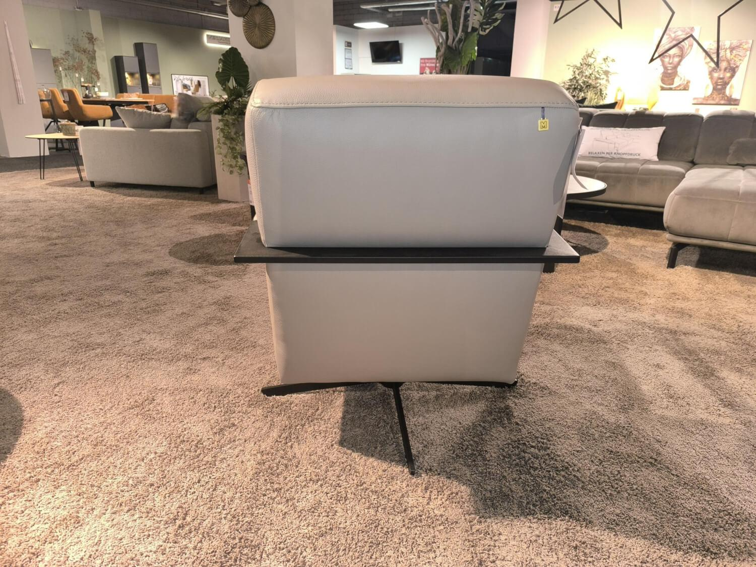 Koinor - Sessel Jadon Leder B Bull Nebbia Grau Armteil Und Drehkreuz Schwarz Matt - 2