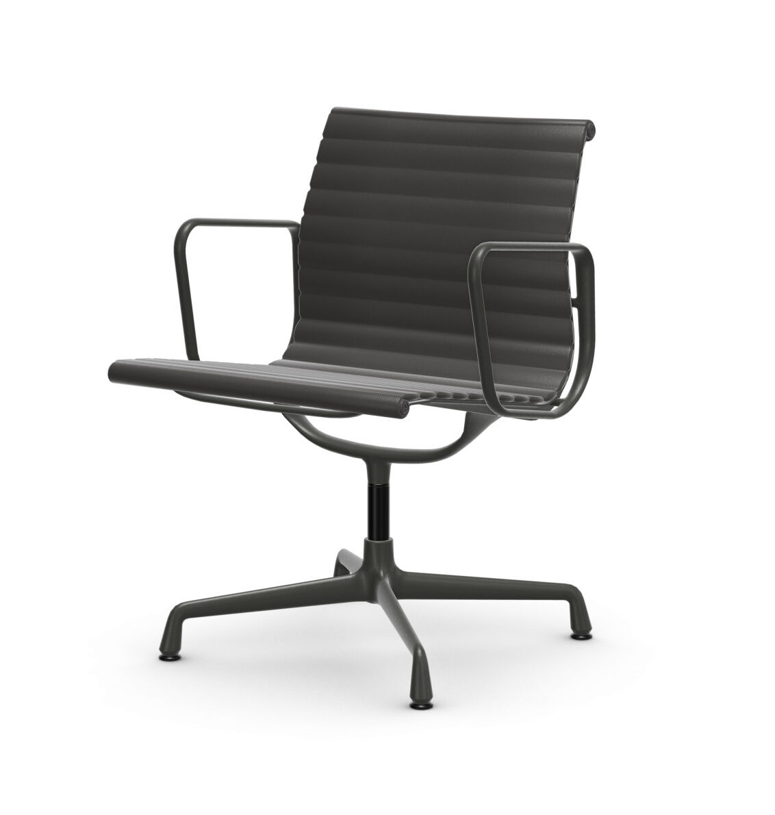 Stuhl Aluminium Chair EA 108 Leder Kat 20 Nero Schwarz Untergestell Tiefschwarz