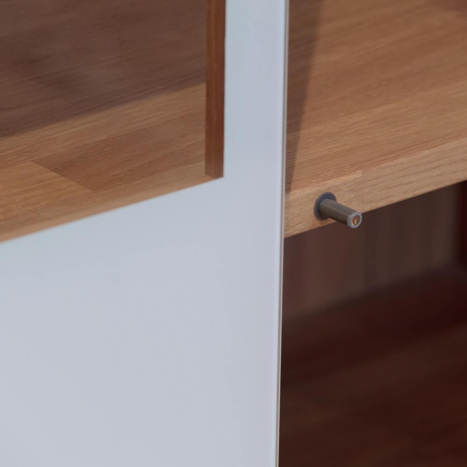 Team 7 - Vitrine Cubus Pure Eiche Weiß Geölt Farbglas Weiß Glänzend Mit Touch Beschlag - 8