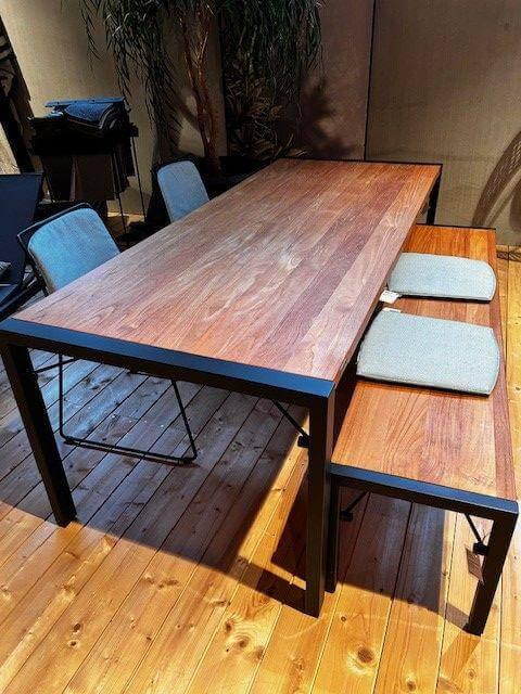 Weishäupl - Essgruppe Tisch Flip Holz Teak Bank Flip mit 2 Stühlen Racket - 4