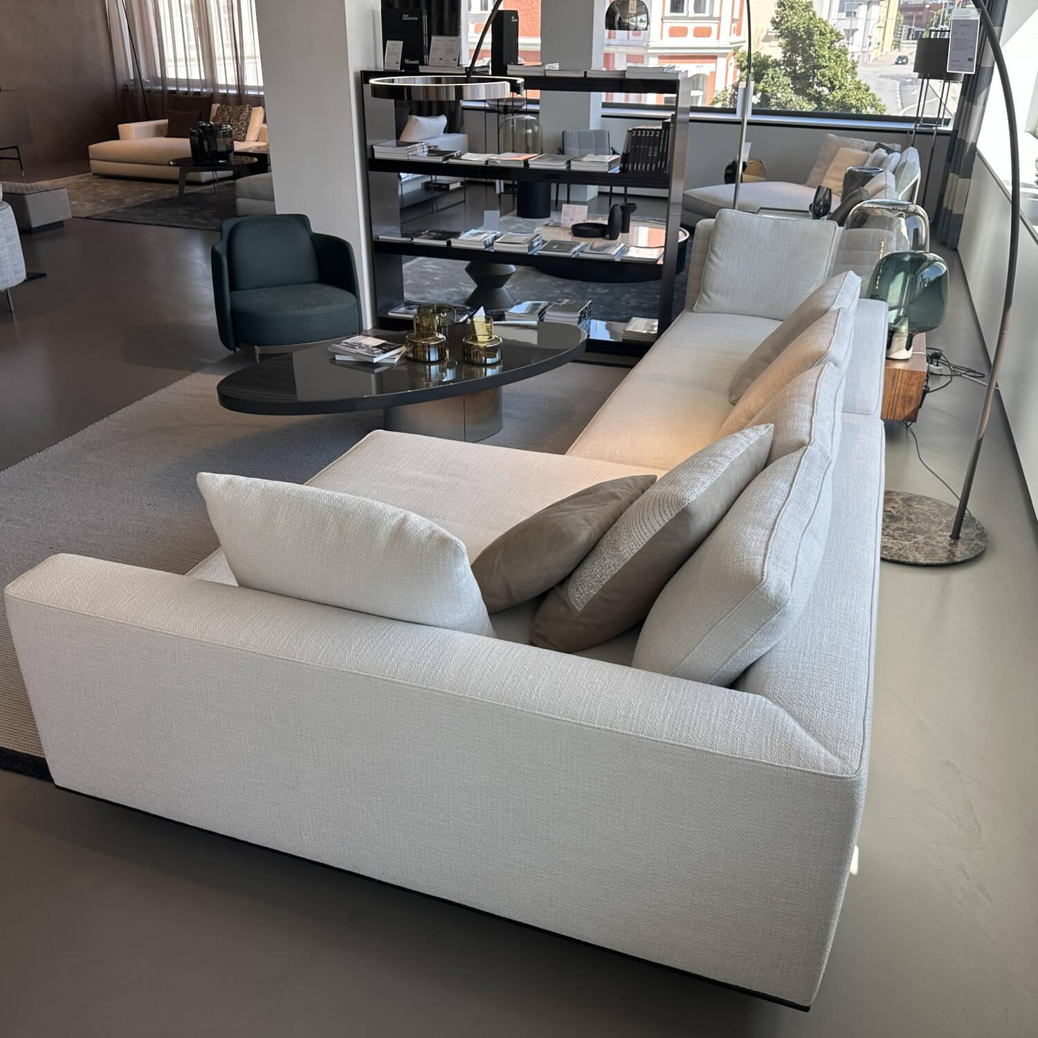 Minotti - Polstergruppe Roger Suite Stoff Natte 01 Bianco Beige Grau Inklusive Kissen - 6