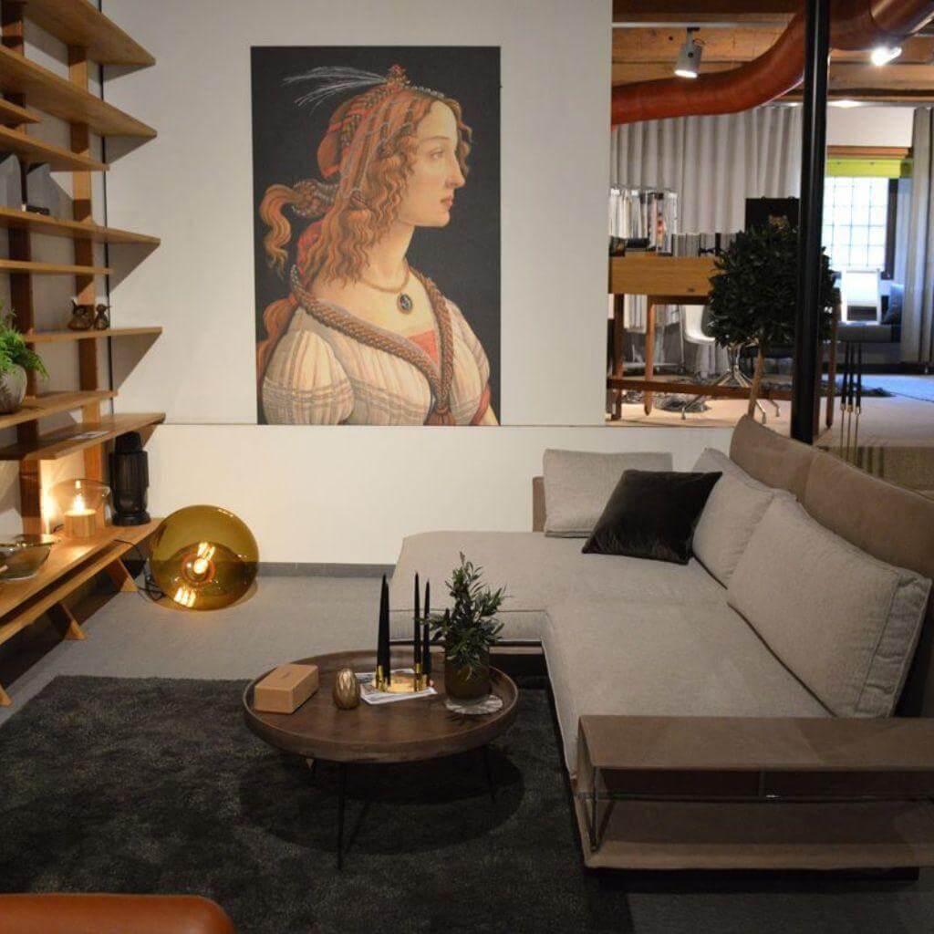 IP Design - Ecksofa Cube Air Stoff Kat. 10 Beige Grau Gestell Leder Braun Füße Metall Matt Schwarz - 4