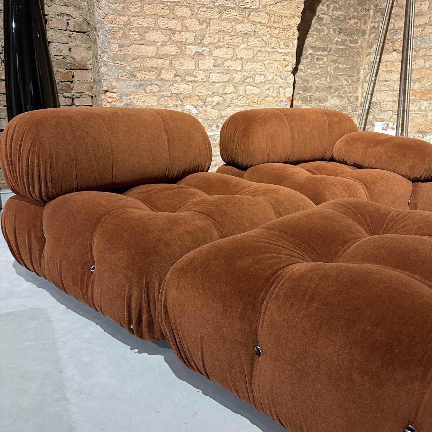 B&B Italia - Sofa Camaleonda Stoff Licata Terracotta Lussio Braun Füße Buche Natur 0441F Metallelemente Verchromt - 5