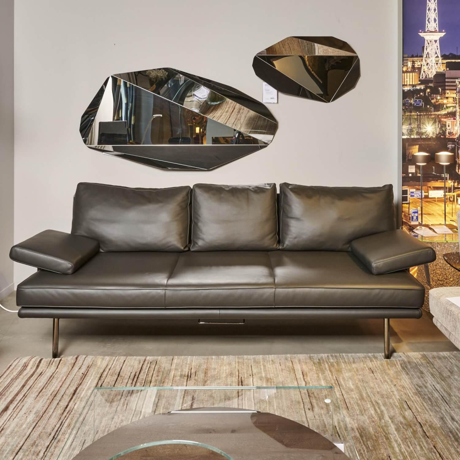 Sofa Living Platform Leder Congress 1399 Dark Bronze Gestell Schwarzchrom